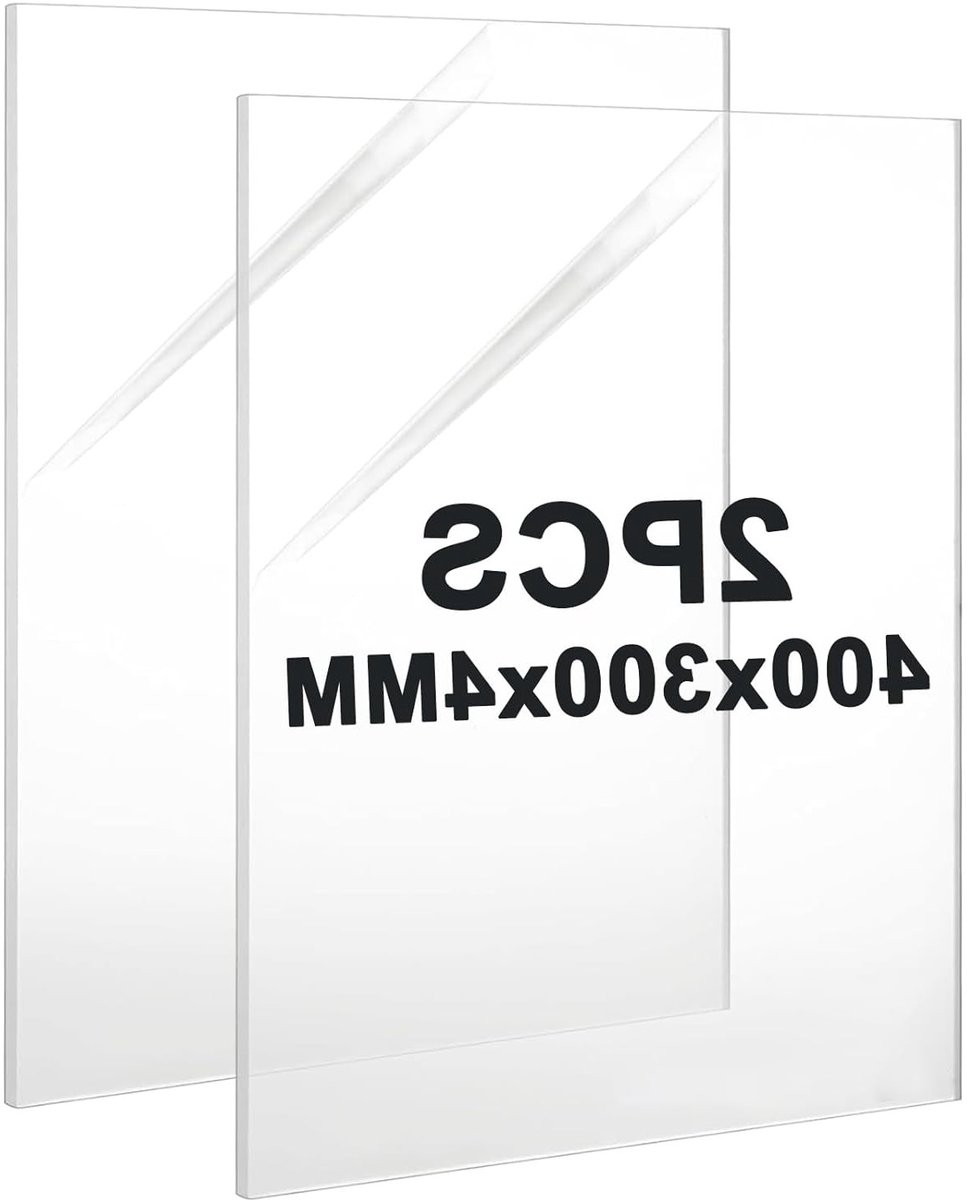 Set van 2 Transparante Acrylplaten, 4 mm Dikte, 40 x 30 cm, Ideaal voor Decoratie en Presentatie, Makkelijk op Maat te Snijden