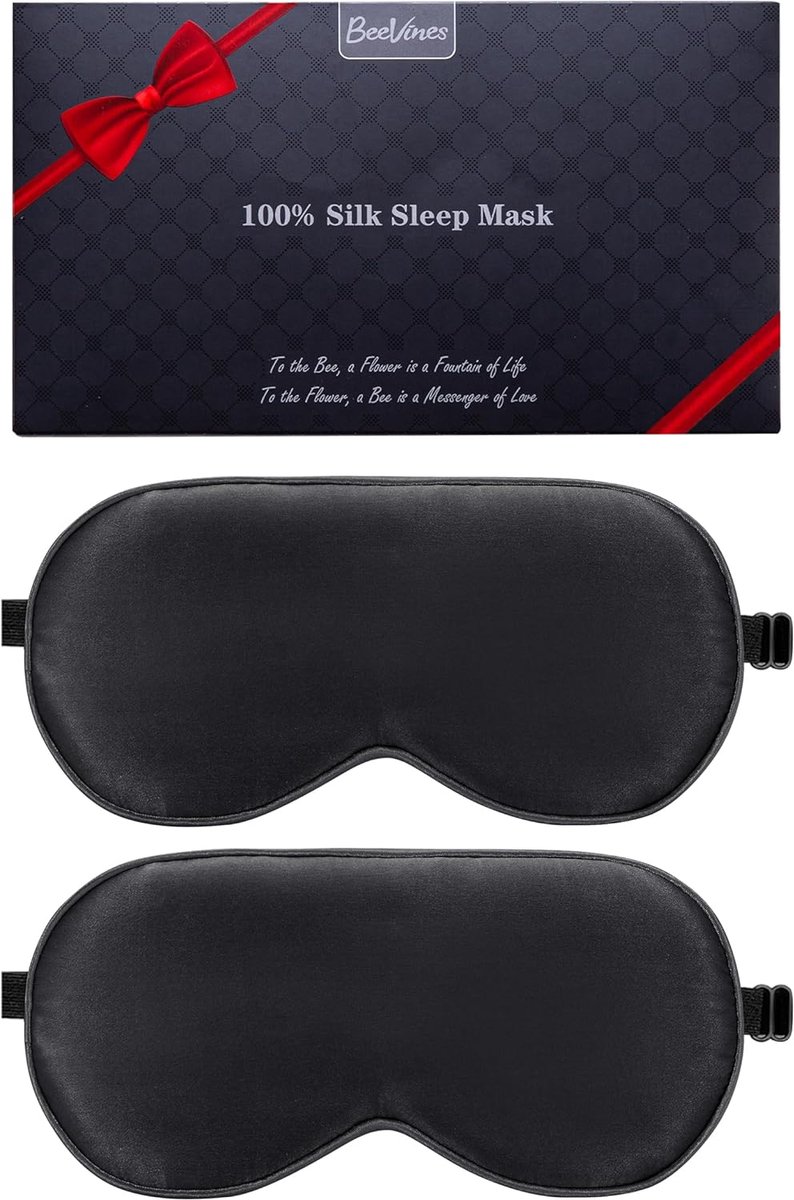SnelShoppen - 2-Pack Zijden Slaapmasker - 100% Natuurlijke Mulberry Zijde - Aanpasbare Strap - Kalmerend Oogmasker voor Reizen, Verlichting van Puffin
