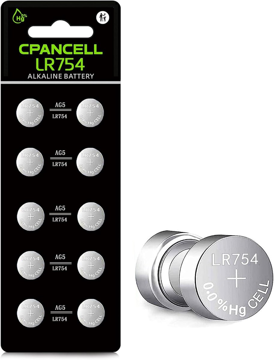 SnelShoppen - AG5 LR754 309 393 SR754 Alkaline Knopcelbatterijen (10 stuks) voor Horloges, Speelgoed en Elektronische Apparaten