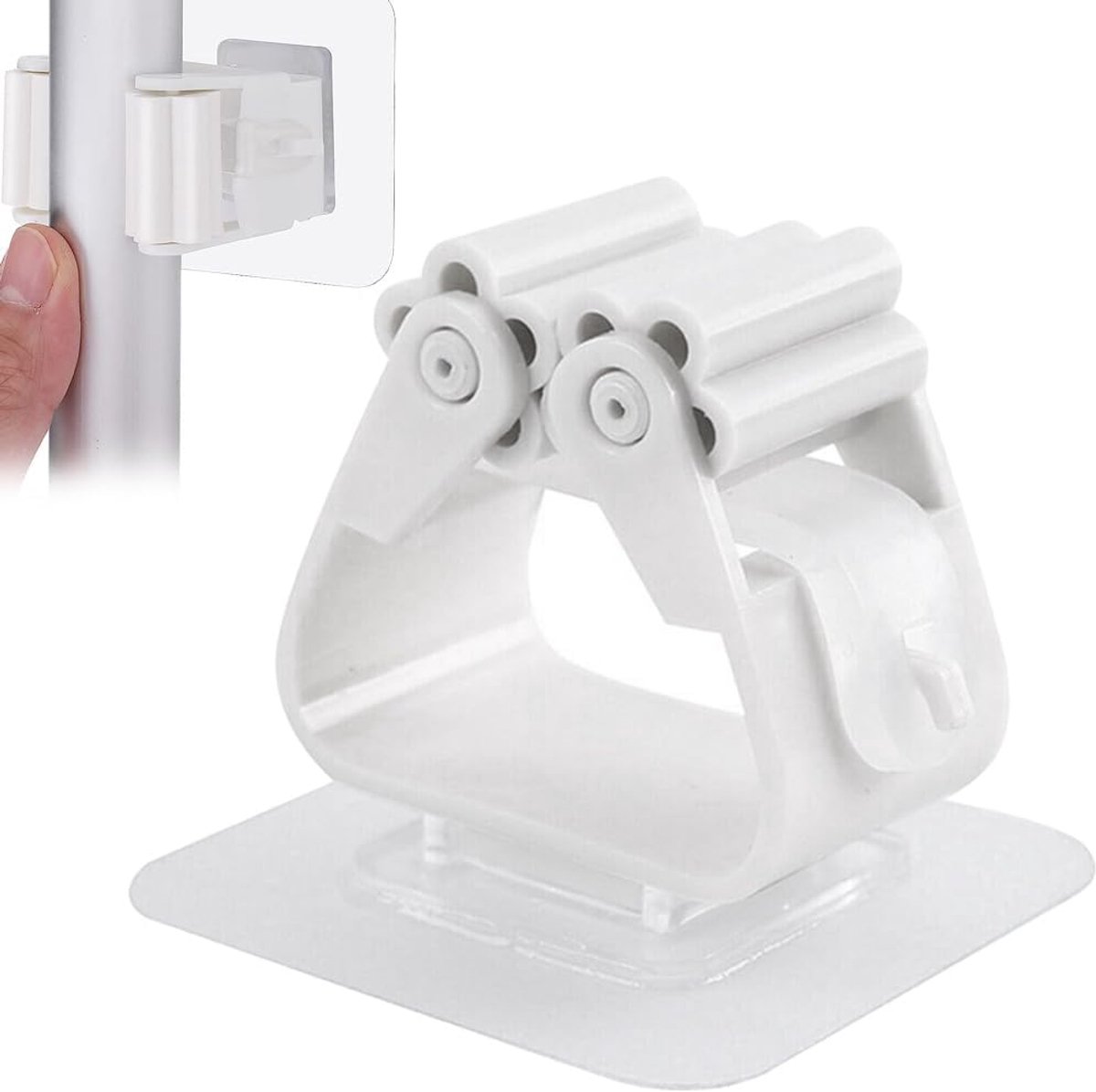SnelShoppen - Set van 2 Wandbezemhangers met Lijm - Muurbezemhangers zonder Boren - Ruimtebesparende Accessoires voor Keuken en Huishouden - Stevige e