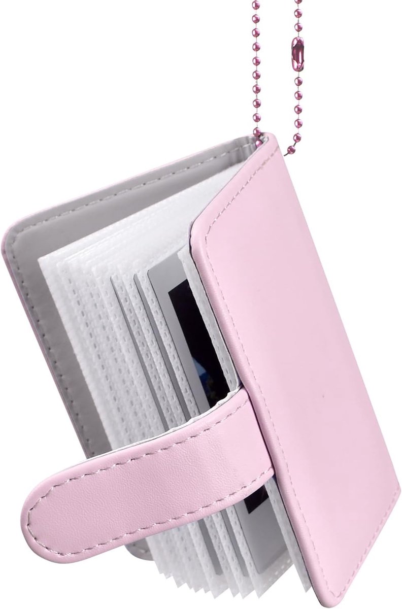 SnelShoppen - Mini Foto Album 32 Compartimenten voor Instax Mini Film - Portable Met Sleutelhanger - Roze - Perfect Voor Feesten en Herinneringen