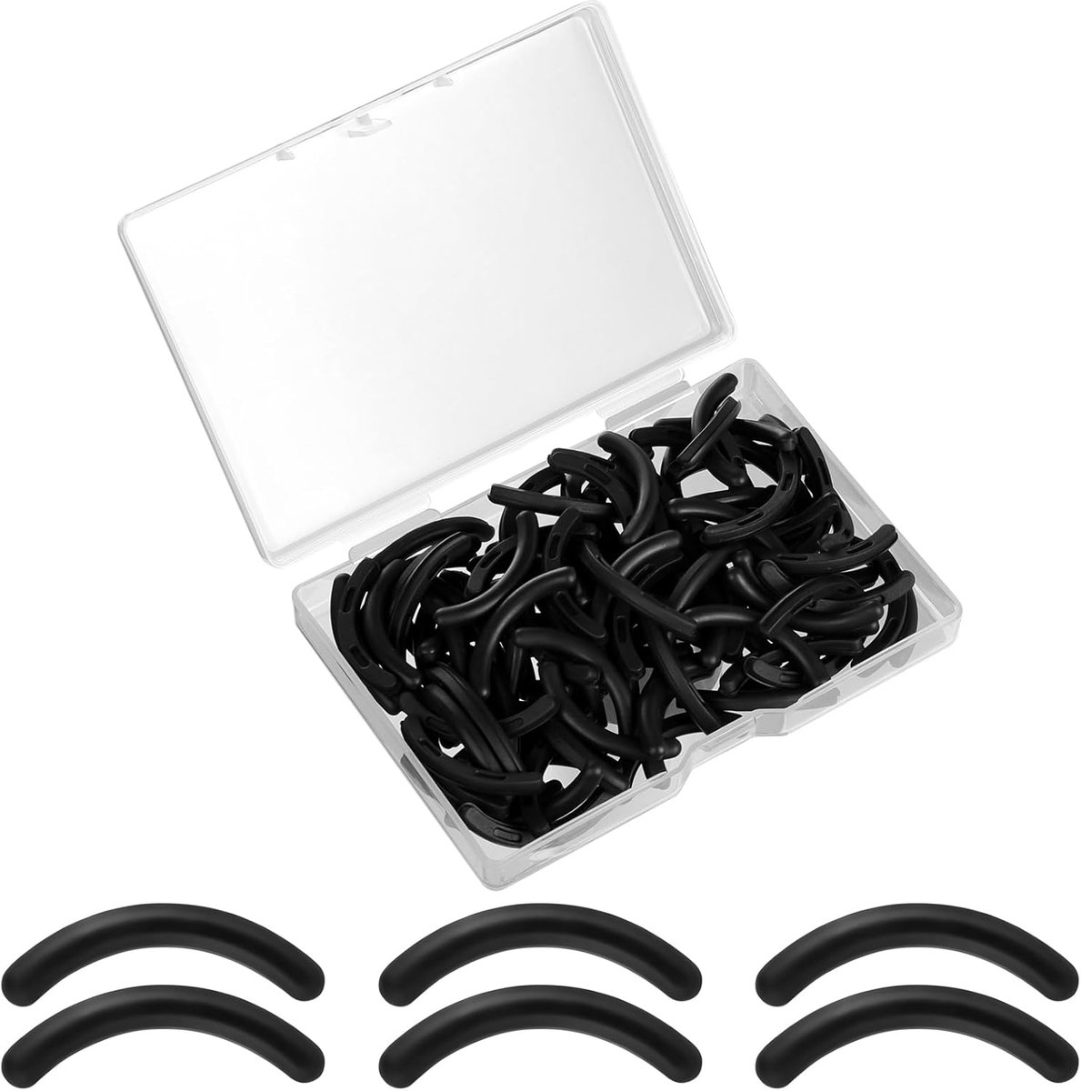 SnelShoppen - Pack van 100 Wimper Kruller Vervangstrips, Silicone Rubber Krul Pads, Duurzame Rubber Strips voor Universele Wimperkruller (Zwart)