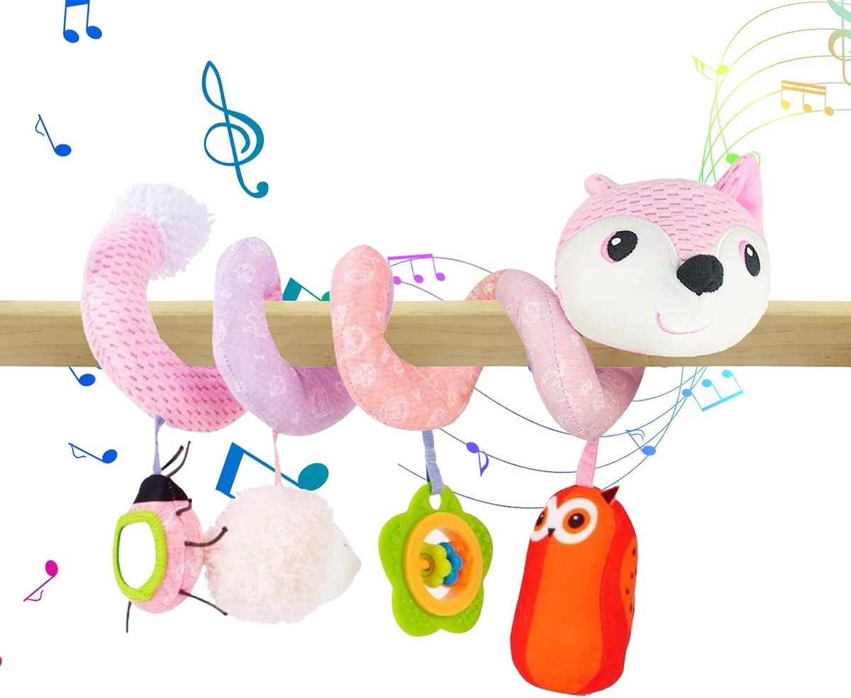 Spiraal Speelgoed voor Baby's, Hangend Speelgoed voor Kinderwagens en Autostoelen, Muziekdoos en Mobiel voor Baby's