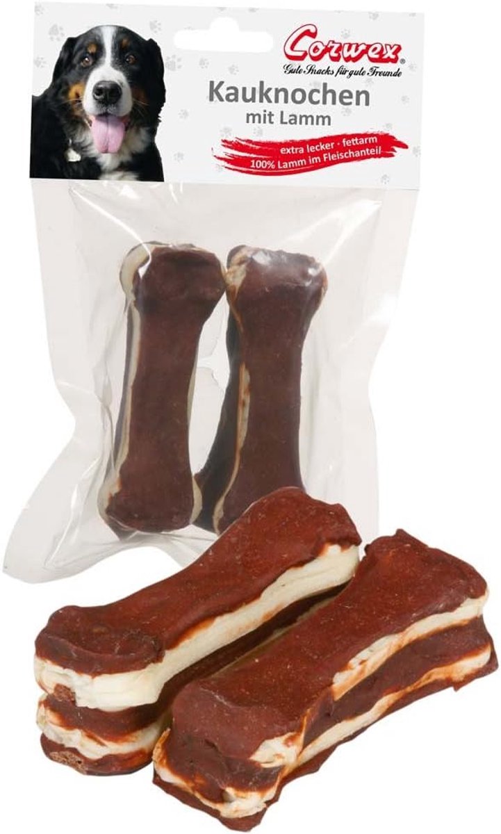 SnelShoppen - Chewing Bones voor Medium Honden - 8 Stuks van 10 cm - Extra Heerlijke en Low Fat Hondensnacks met 100% Lamsvlees