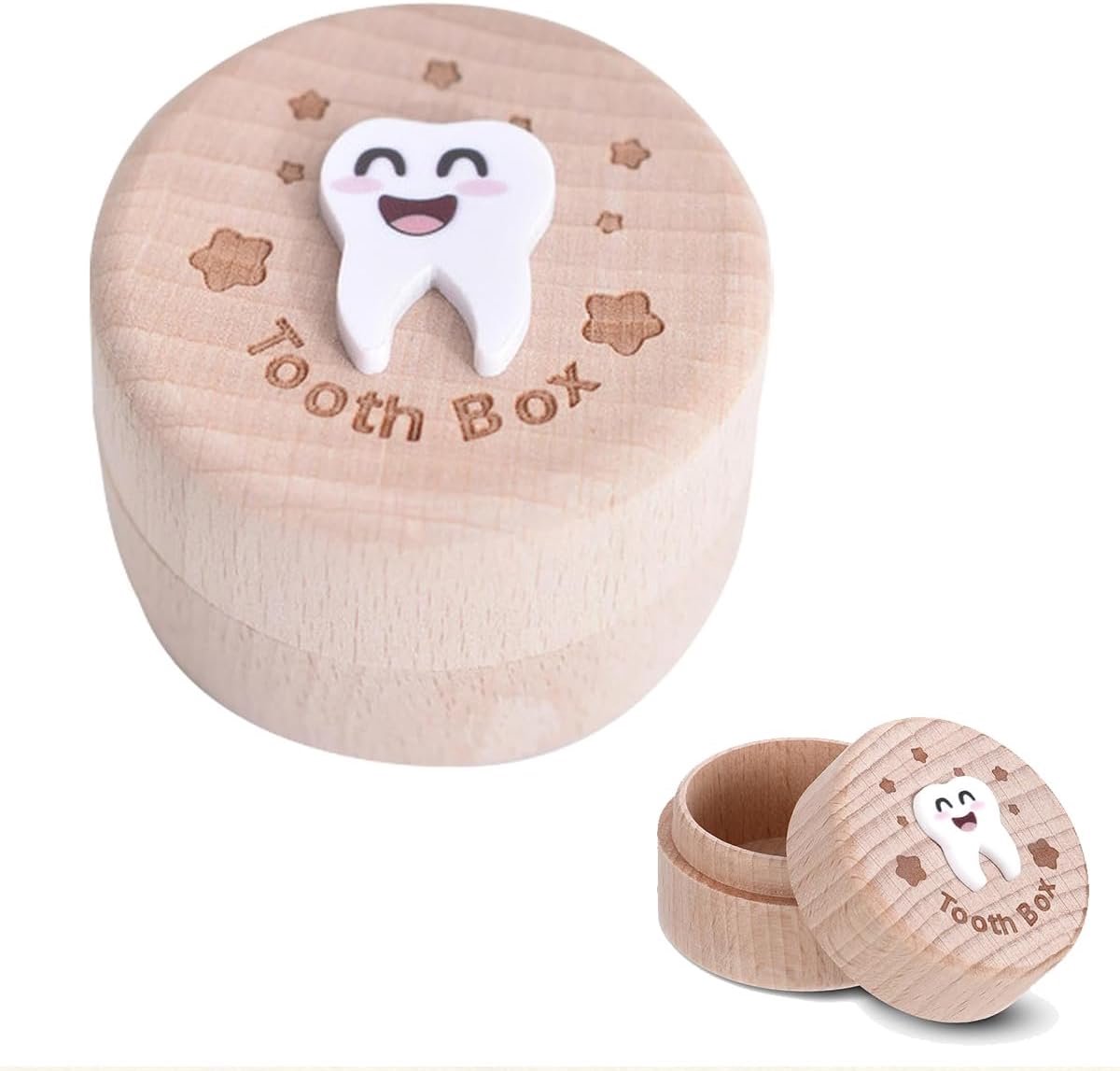 SnelShoppen - Melktandendoos voor jongens en meisjes - Houten tandendoos voor kinderen - Geschenken voor verjaardagen, babyshowers - Handgemaakt, gesc