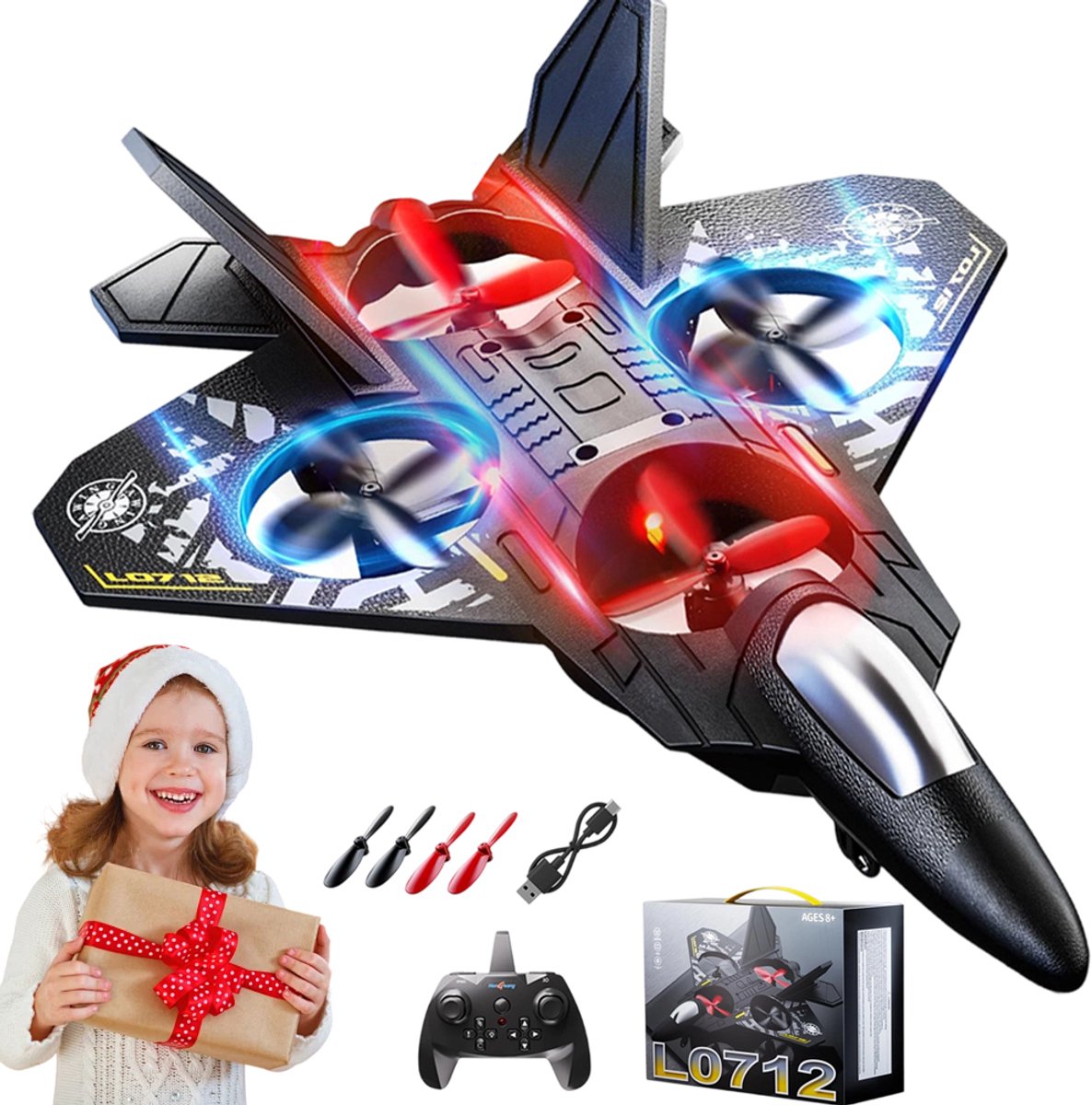 RC Vliegtuig - Vliegtuigen Speelgoed - EPP - 360° Stunts - met LED Verlichting - Oplaadbaar - Propellervliegtuig - Voor Kinderen & Beginners