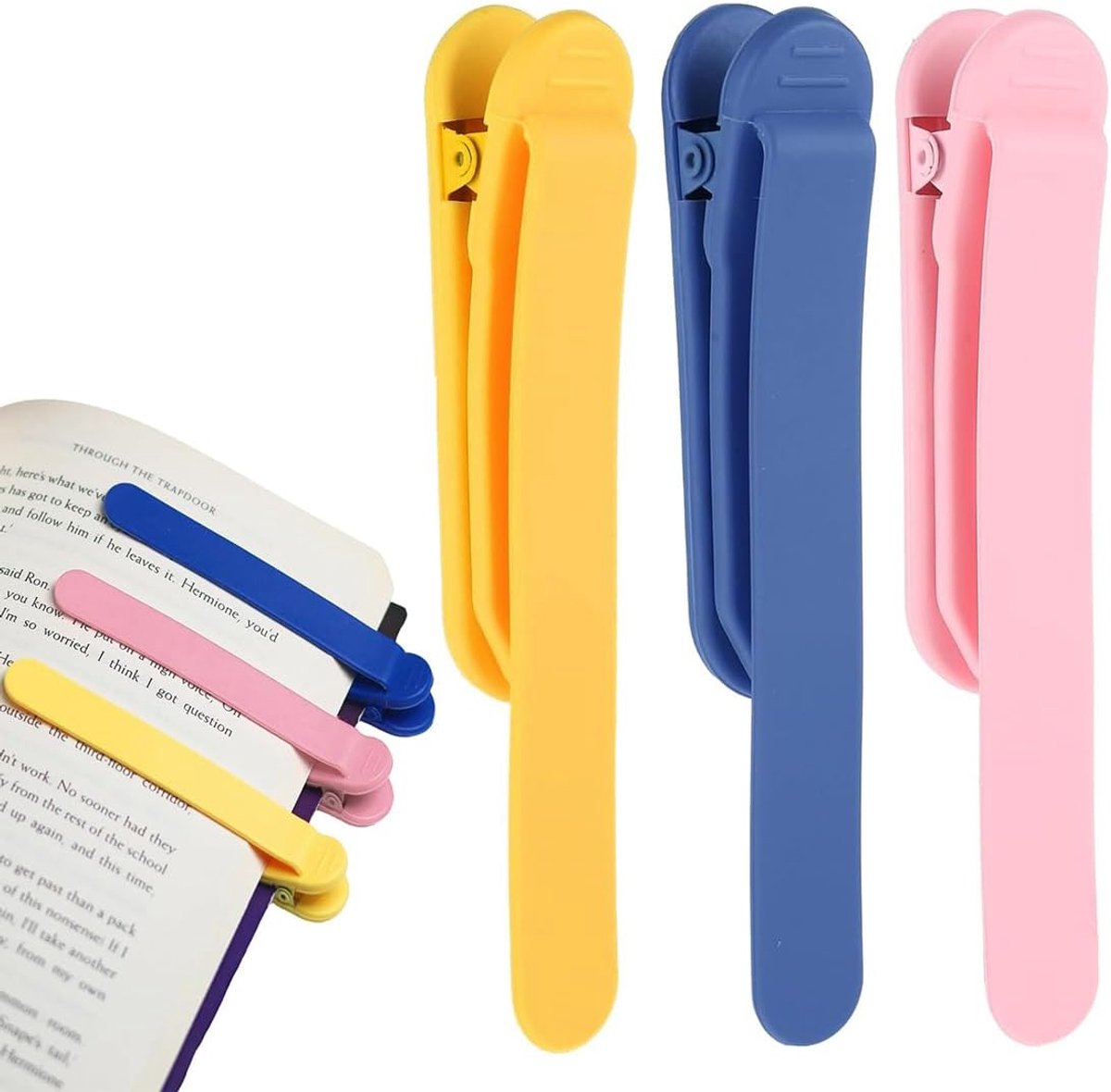 SnelShoppen - Bookmark Clip 3 Stuks Kleurrijke Boekenleggers voor Lezers, Cadeaus voor Boekenwurmen, Docenten en Studenten, Automatische Pagina Marker