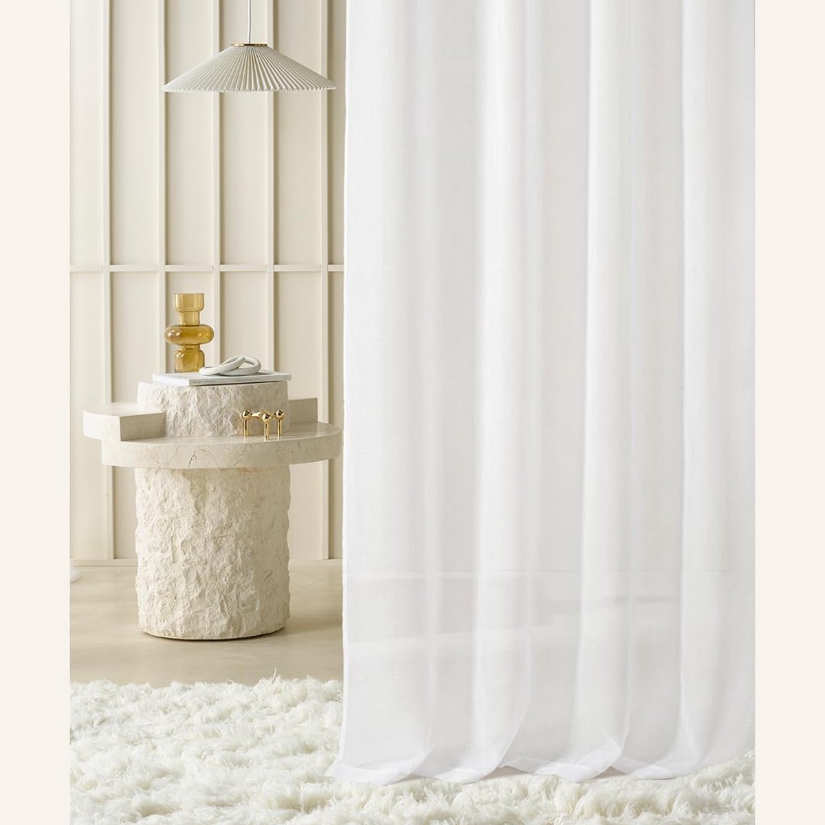SnelShoppen - Novelia Oogjes Gordijn 350 x 250 cm Transparant voor Woonkamer, Slaapkamer, Tijdloos Elegant, Lichtdoorlatend, 1 Stuk