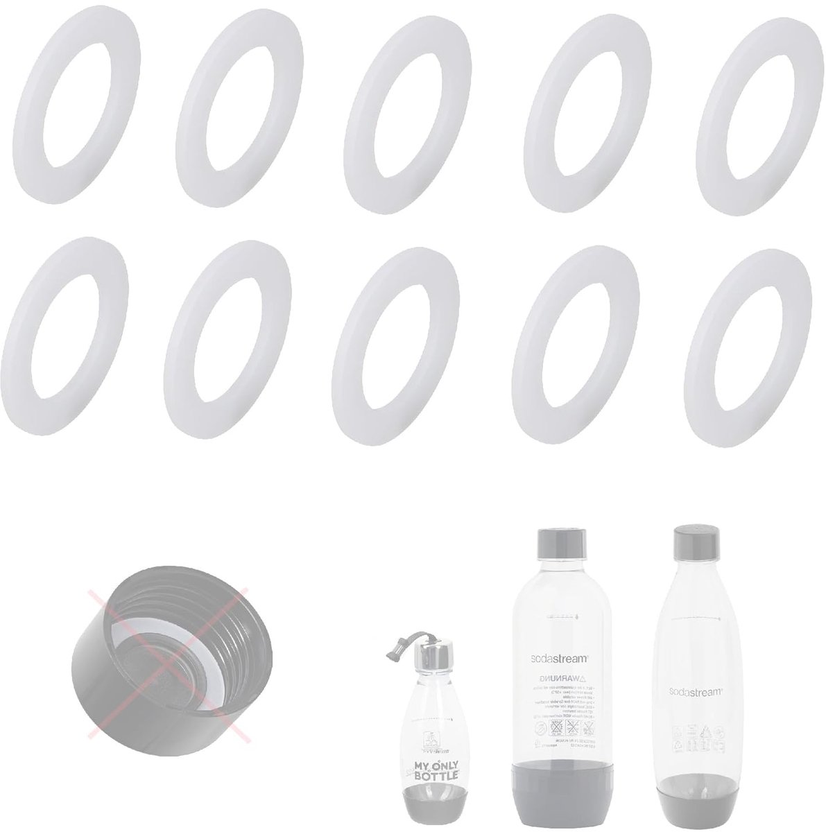 SnelShoppen - Premium O-ring Afdichting voor SodaStream PET-flessen - Vervangingsdeksel voor Kunstfles - 10x Hoogwaardige O-ringen voor Bruiswatermach