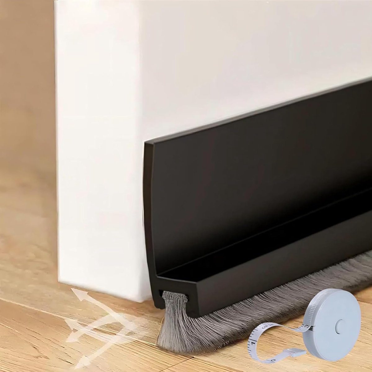 SnelShoppen - Deurafdichting met Borstel, Zelfklevende Vloerafdichting 53 mm Breed, Geluidsisolatie en Insectenbescherming, Flexibele Siliconen Deuraf