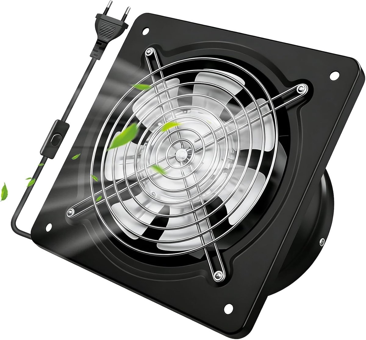 SnelShoppen - 150 mm Afzuigventilator, 600 m³/h Wandventilator met Terugslagklep en Euplug