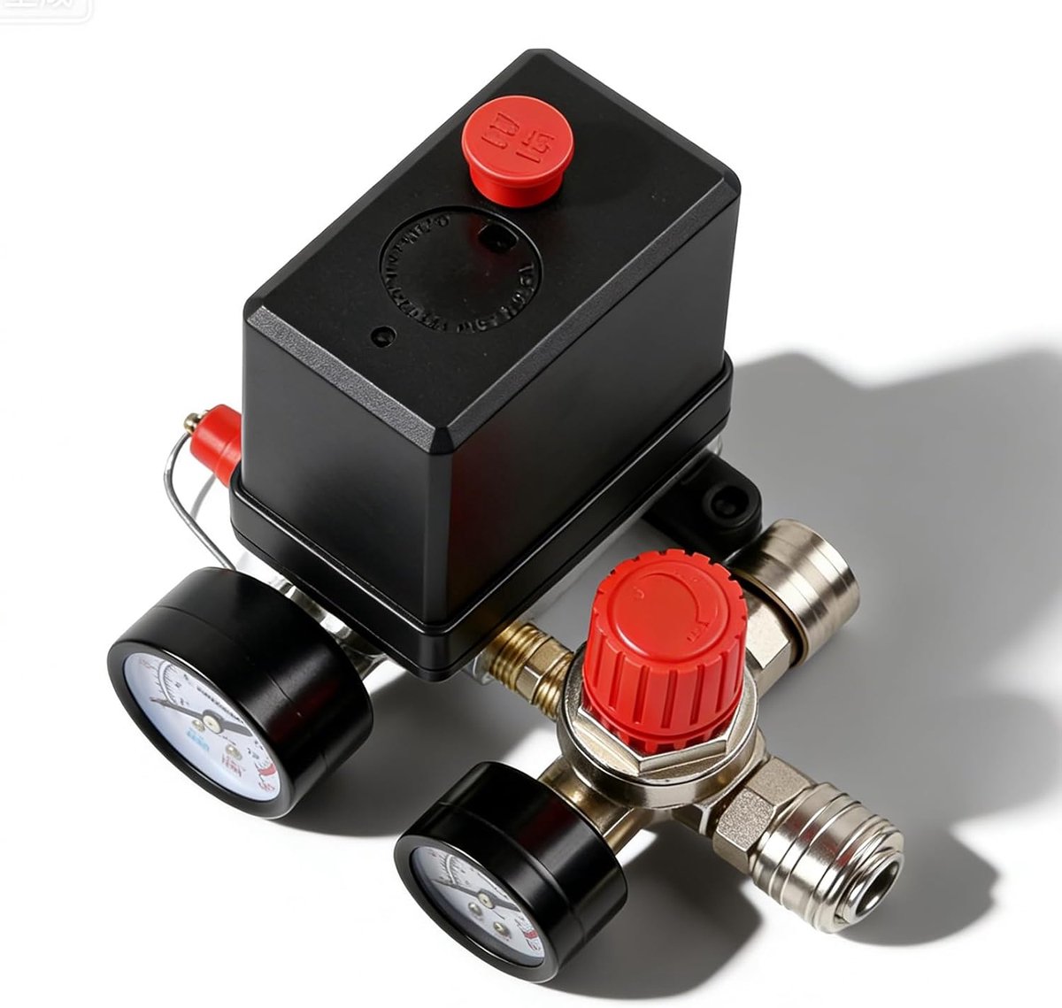 Thijox - Drukregelaar Luchtcompressor met 2 Manometers, 220V Drukschakelaar, Perslucht Regelaar, Snelle Drukvermindering, Veiligheidsventiel, Compress