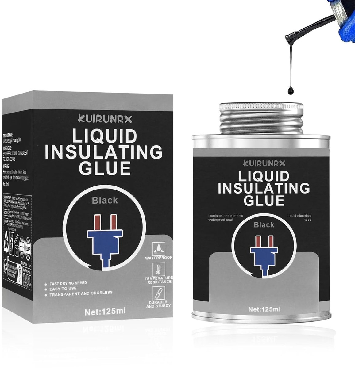Thijox - Zelfklevende Vloeibare Isolatietape 125 ml - Zwart Vloeibaar Rubber - Hittebestendig Isolatiemateriaal voor Kabelisolatie Binnen en Buiten