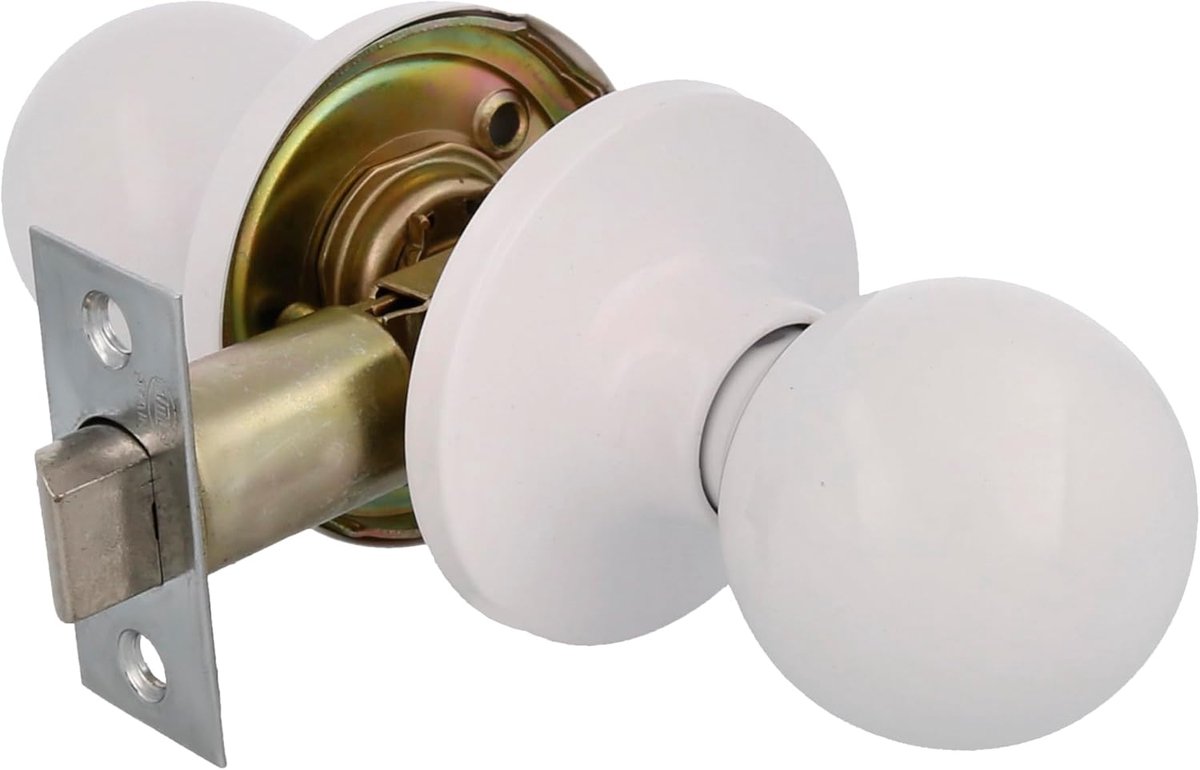 SnelShoppen - Deurknop Set - Ball Knop - 60/70 mm Deursluiting - Voor Houten Deuren 35-45 mm - Wit Messing - Perfect voor Woonkamer en Keuken