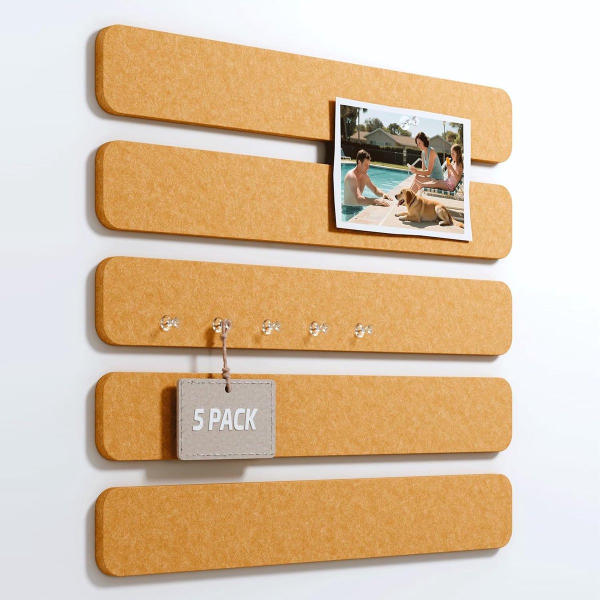 SnelShoppen - 5 Strips Zelfklevende Kork Pin Bord Ribbons 33x5cm, Duurzaam en Milieuvriendelijk, Goud Brons voor Kantoor, Kinderkamer en Thuis