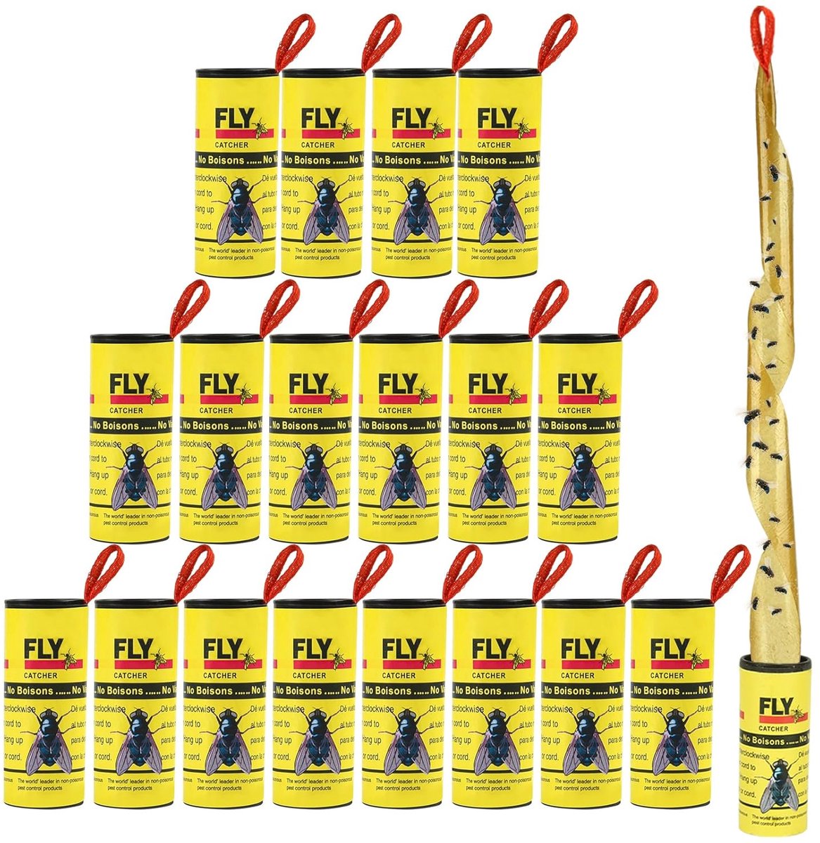 SnelShoppen - 18 Strips Vliegenvangers Papier - Effectieve Plakstrips voor Vliegen - Niet-Toxisch en Geurloos - Waterdicht - Voor Thuisgebruik en Tuin