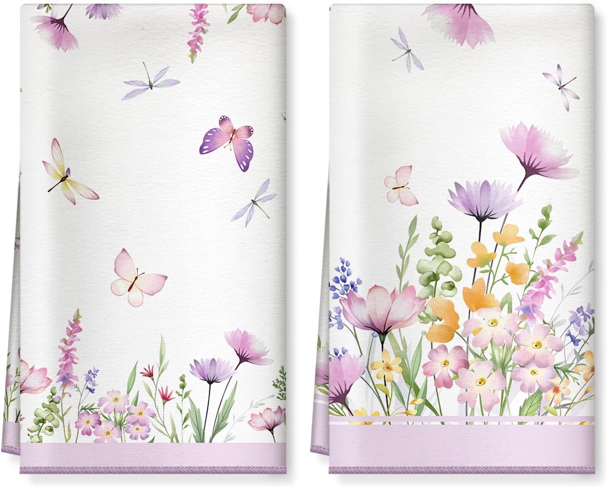 SnelShoppen - Microfiber Keuken Handdoeken 2 Stuks, 40x60cm Zachte Absorberende Theedoeken, Dikke Afwasdoeken voor Feest, Picknick, Bruiloft, Buiten D