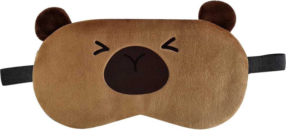 SnelShoppen - Leuk Watervarken Kinderslaapmasker, Zacht Pluizig Capybara Oogmasker, Cartoon Dier Blinddoek voor Meisjes en Jongens, Ideaal voor Reizen
