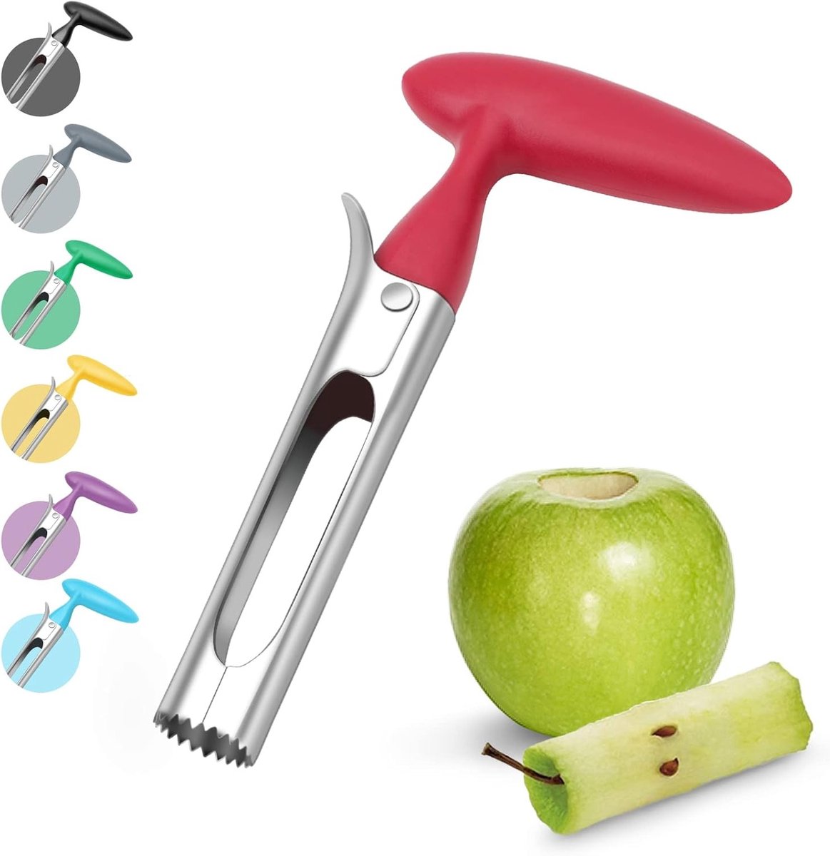 Appelpitverwijderaar met ABS-handvat en gekarteld roestvrijstalen mes van 17,5 cm, ideaal voor het maken van appelsnacks en desserts