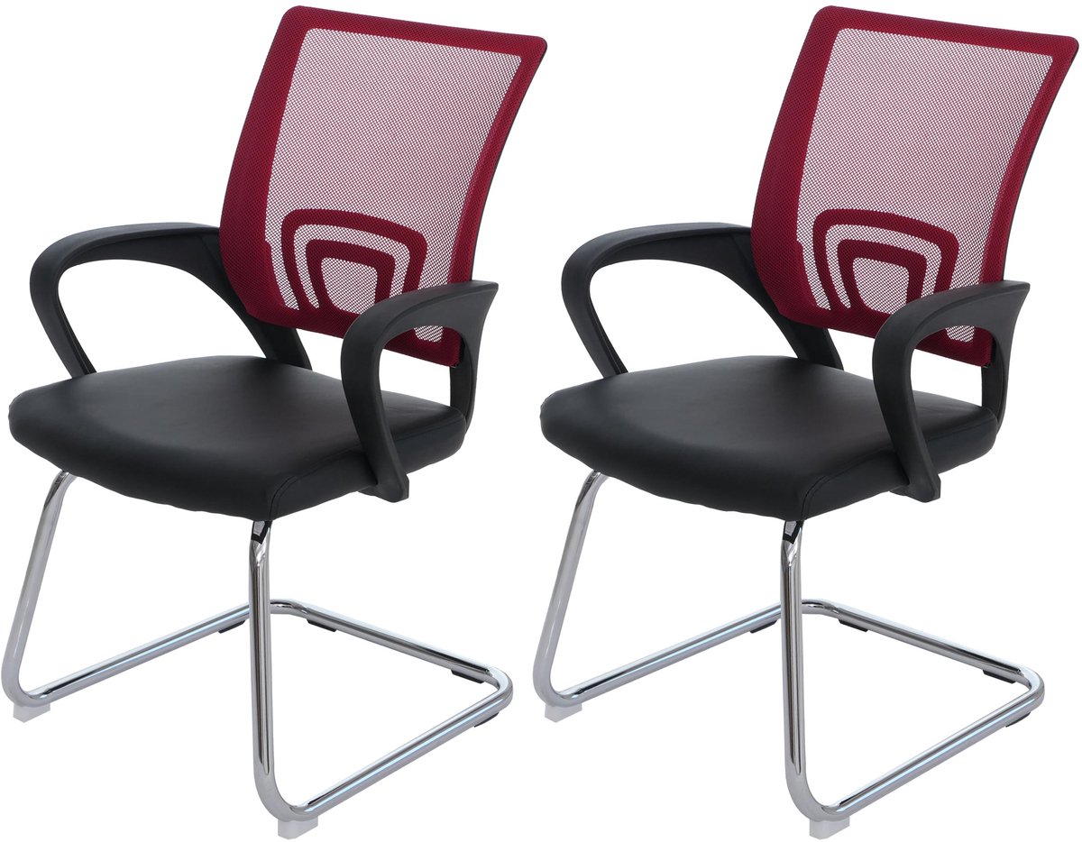 Set van 2 conferentiestoelen Ancona, bezoekersstoel, kunstleer, MVG-gecertificeerd ~ rood