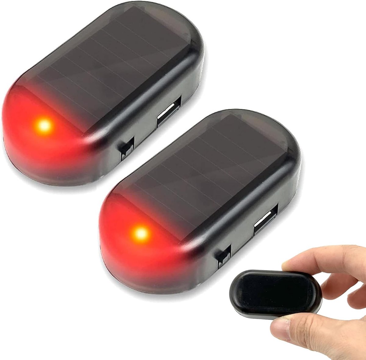 SnelShoppen - Car Alarm System Set van 2 - Solar Dummy Anti-Diefstal Flitslicht - Praktische Beveiliging voor Auto - Ideaal voor Buitengebruik, Tuin e