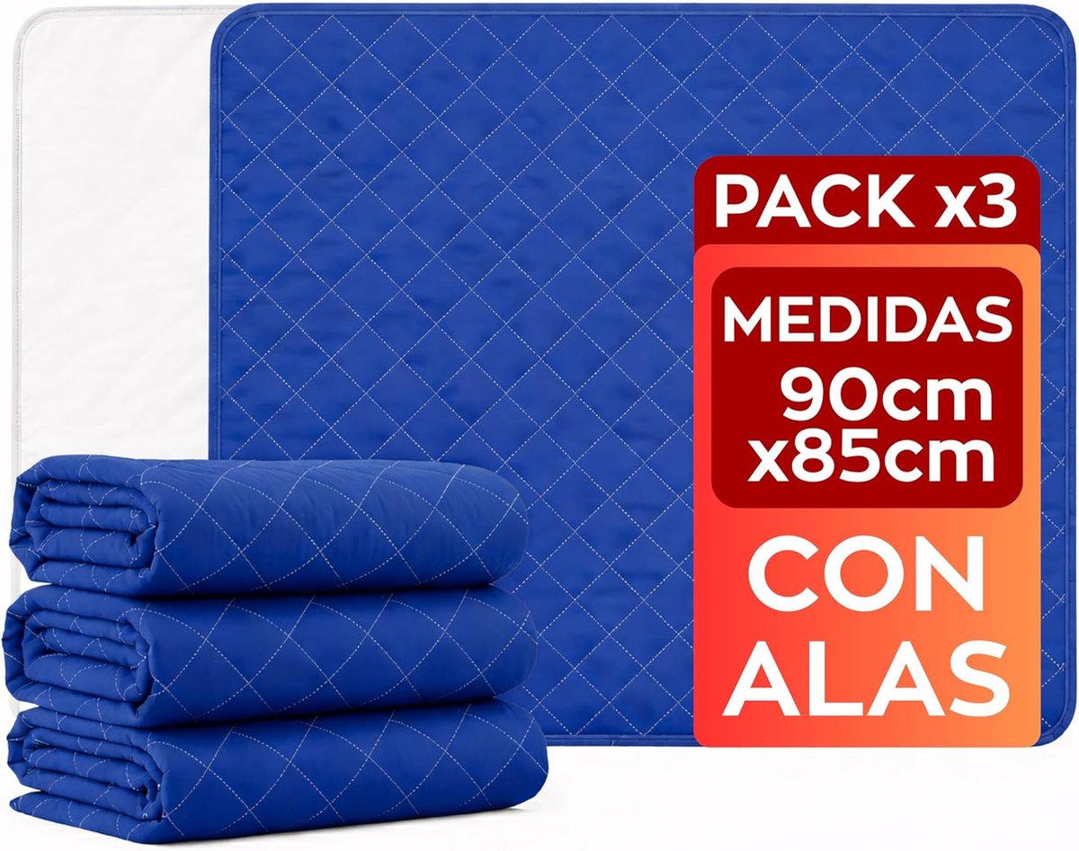 SnelShoppen - Wasbare Bedonderlegger voor Volwassenen - Ultra-Absorberend, Waterdicht, 90x85 cm met Vleugels - 5 Laags Incontinentie Onderlegger, Herb
