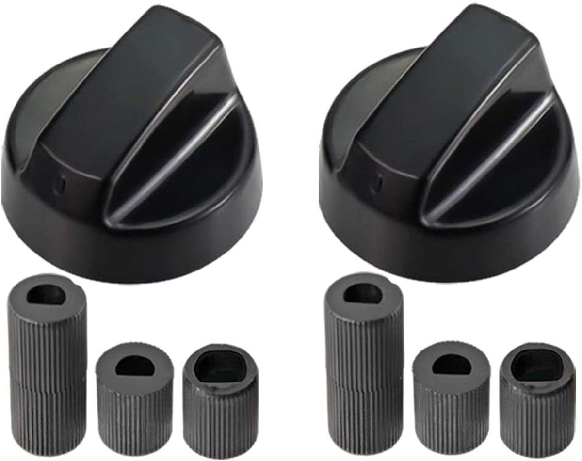 SnelShoppen - Universele Draai Knop Set van 2 met 6 mm en 8 mm Adapters, Geschikt voor Kookplaten, Ovens, Gasfornuizen, Zwart