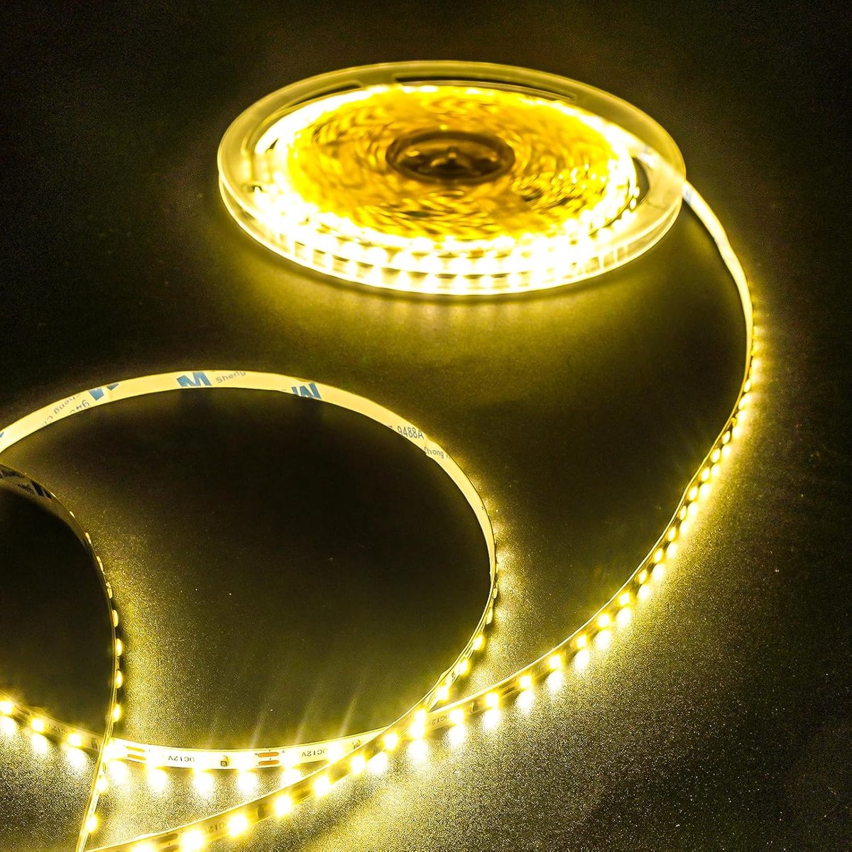 SnelShoppen - 12V LED Strip SMD 2835 - 10M Warm Witte LED Strip Light 3000K - 120LEDs/m - 5mm Niet Waterdichte Tape Licht voor Binnen, Keuken, Slaapka