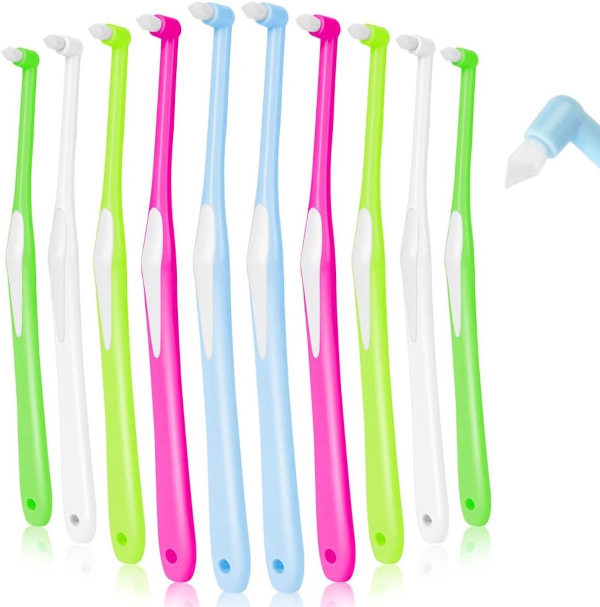 SnelShoppen - 10 Stuks Slimme Interspace Tandenborstels, Orthodontische Reiniging, Handige Reistandenborstels voor Brackets en Tandbruggen, Kleuren: W