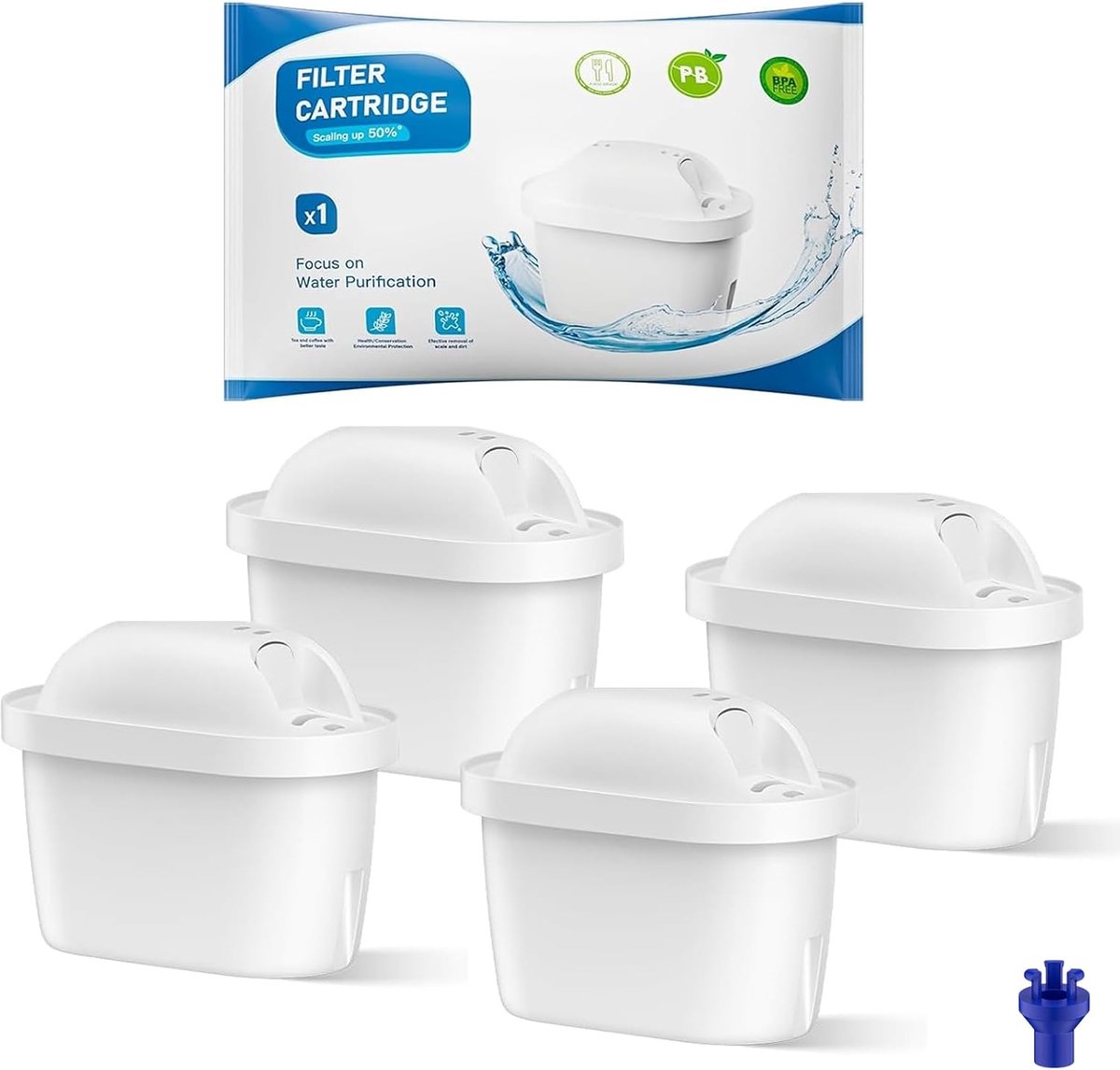 SnelShoppen - Waterfilterpatronen Vervangingen voor Maxtra Pro, Maxtra+ Plus - 4 Stuks Waterfilters Voor Marella Waterkoker - Vermindert Geur en Onzui
