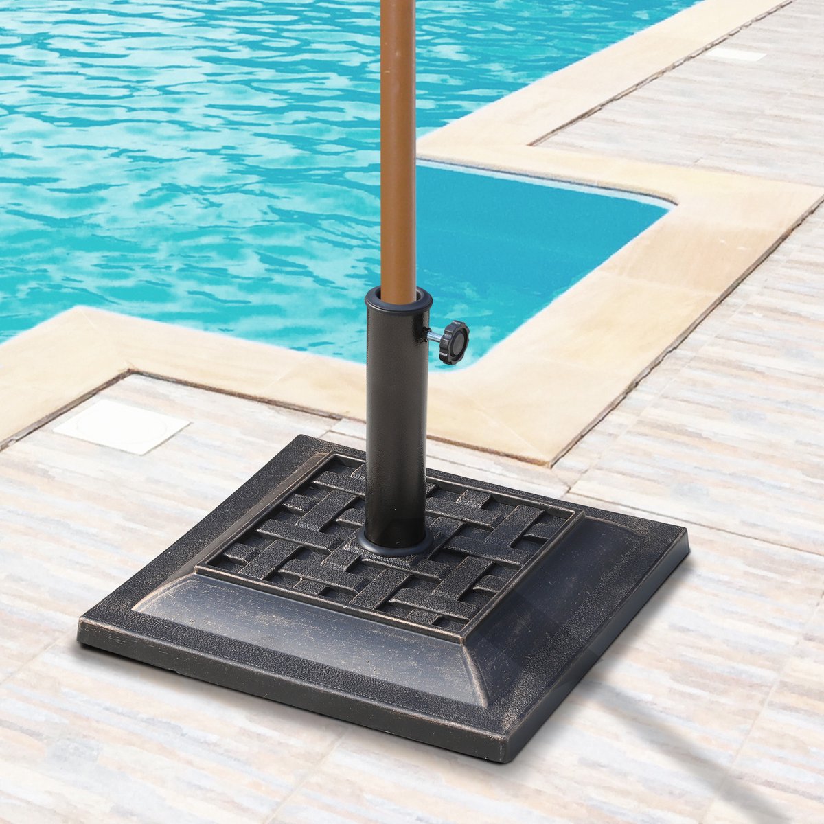 COVREO Parasolvoet 44 x 44 x 33 cm - bronskleurig, 9 kg, geschikt voor 38 en 48 mm parasolstokken