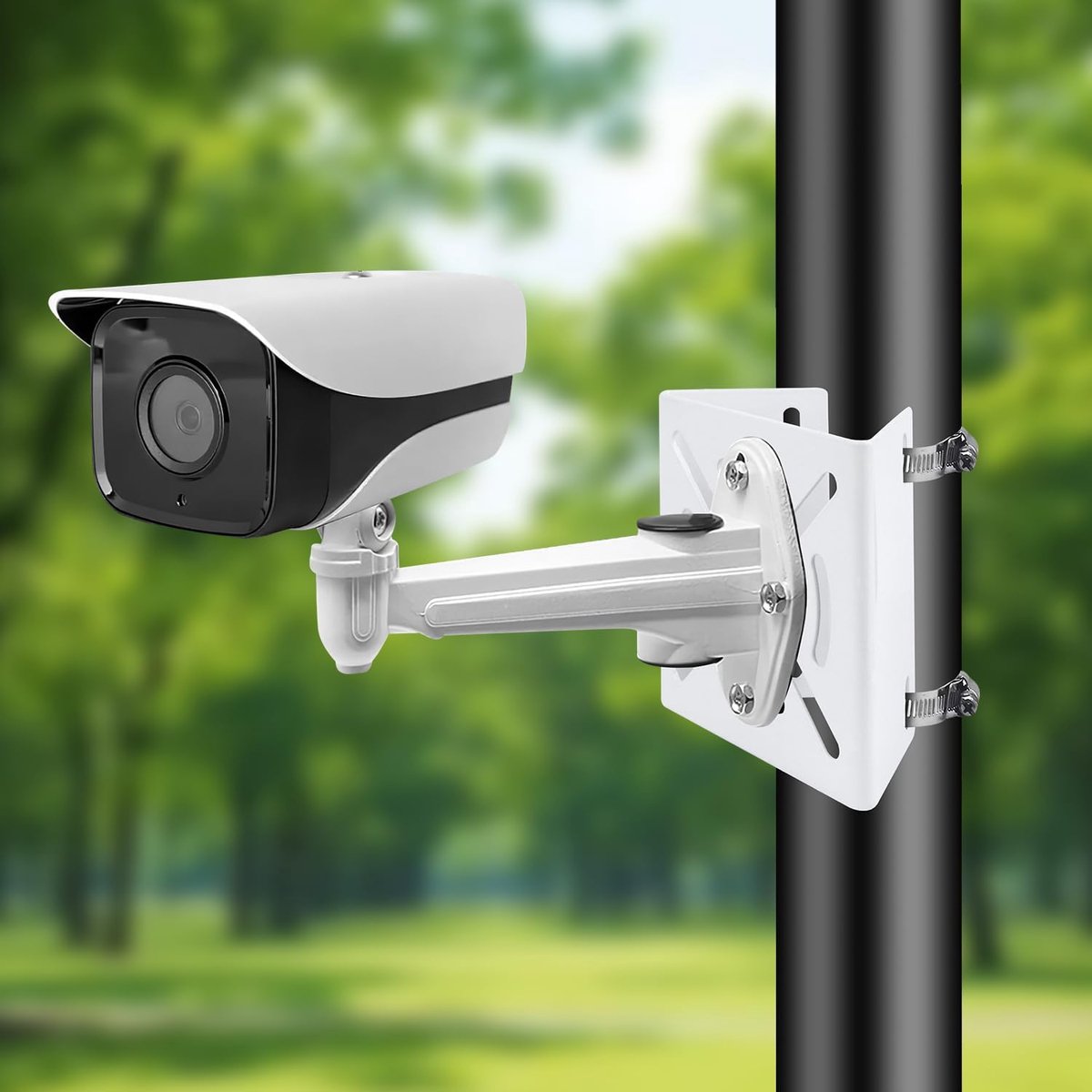 SnelShoppen - RVS verticale mast houder met 3 verstelbare klemmen, universele houder voor beveiligingscamera en CCTV camera's, duurzaam en stabiel