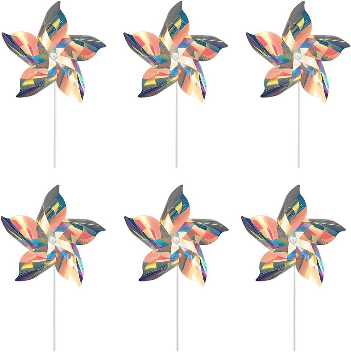 SnelShoppen - 6 stuks Vogelverschrikker voor Buiten, Transparante Windmolens van Kunststof, 22 cm, Effectieve Tuinbescherming tegen Vogels, Duurzaam e