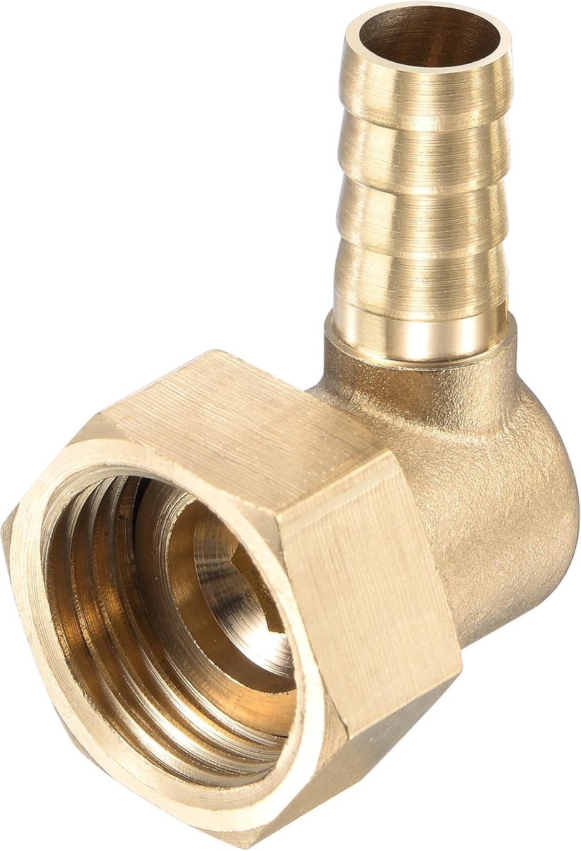 SnelShoppen - Connector Anneled Messing L-Sluiting 10 mm x G1/2 Voor Tuin, Water, Brandstof, Lucht, Rotatable
