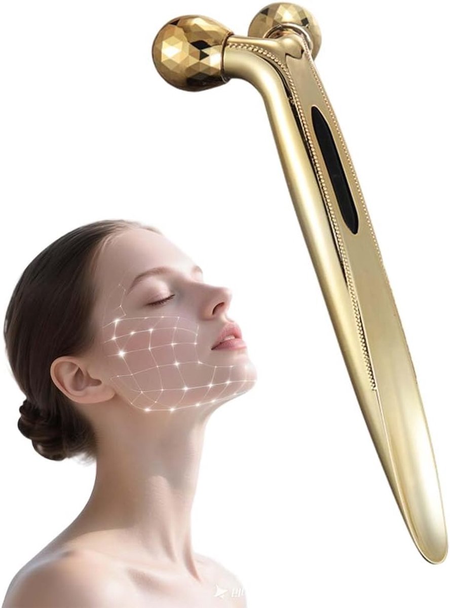 SnelShoppen - 3D Face Massager 360° Rotating Massage Roller voor Gezichtsversteviging en Huidverstrakking, Anti-Rimpel Roller, Ideaal voor Thuisgebrui