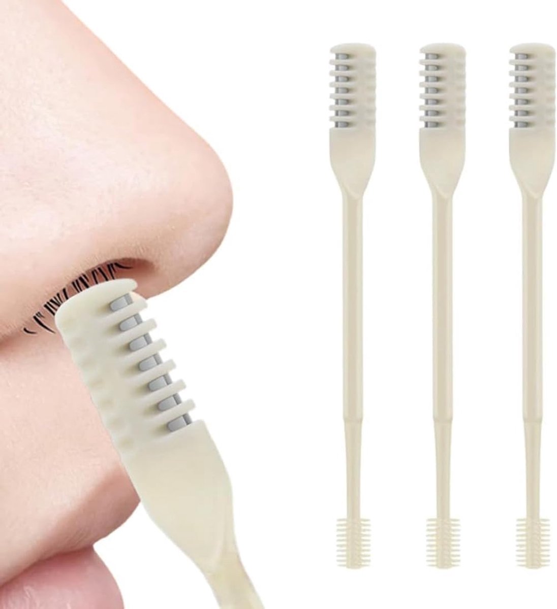 SnelShoppen - 3 Stuks 2-in-1 Neushaartrimmer voor Mannen en Vrouwen, Verbeterde Draagbare Neushaarverwijderaar met 360° Beweging, Veilig en Efficiënt