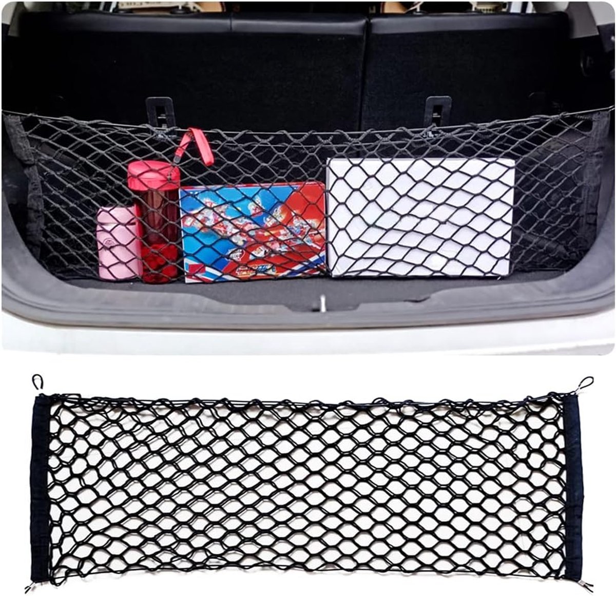 SnelShoppen - Universeel Auto Bagagenet 110x40 cm - Hoog Elastisch en Treksterkte - Perfect voor SUV, Truck en Auto - Organiseer je Bagage Efficiënt