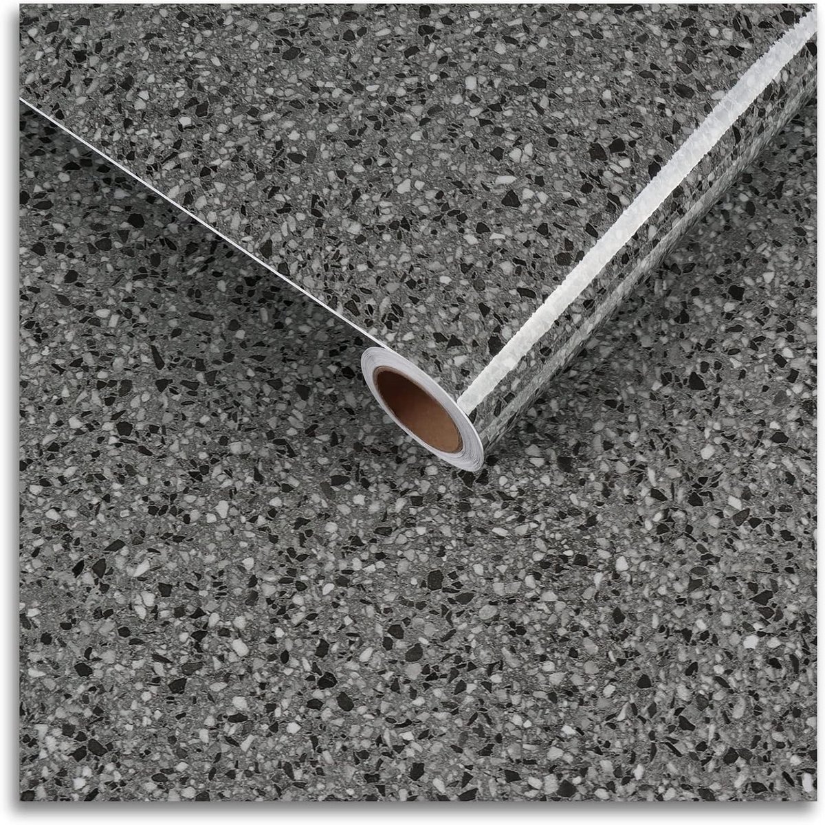 Zwart Graniet Behang 30cm x 200cm - Dikke Grijze Zelfklevende Vinyl Wrap voor Keuken, Badkamer en Meubels - Waterdicht en Makkelijk aan te Brengen