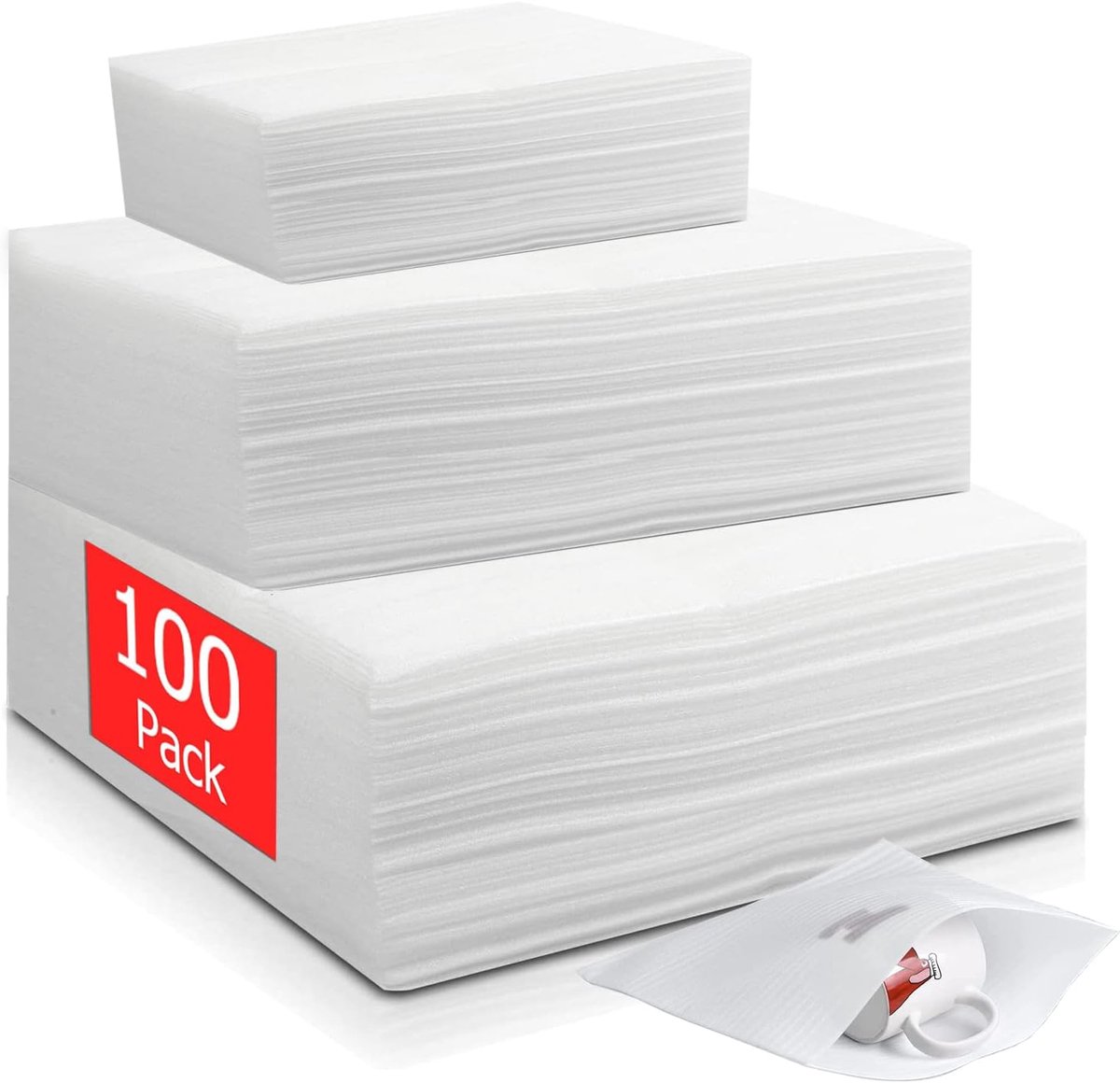 SnelShoppen - 100 Stuks Foam Paper Sheets - Shockabsorberende en Waterdichte Verpakkingsmaterialen voor Bescherming van Tafelgerei - 30x30cm, 30x20cm,