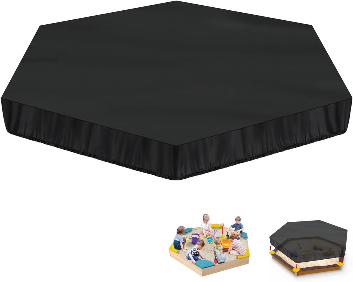 SnelShoppen - Hexagonale Sandbox Cover 420D Oxford - Waterdicht en UV-bestendig - Voor Kinderen, Tuin, Zwembad - 230x200x20cm - Inclusief Trekkoord