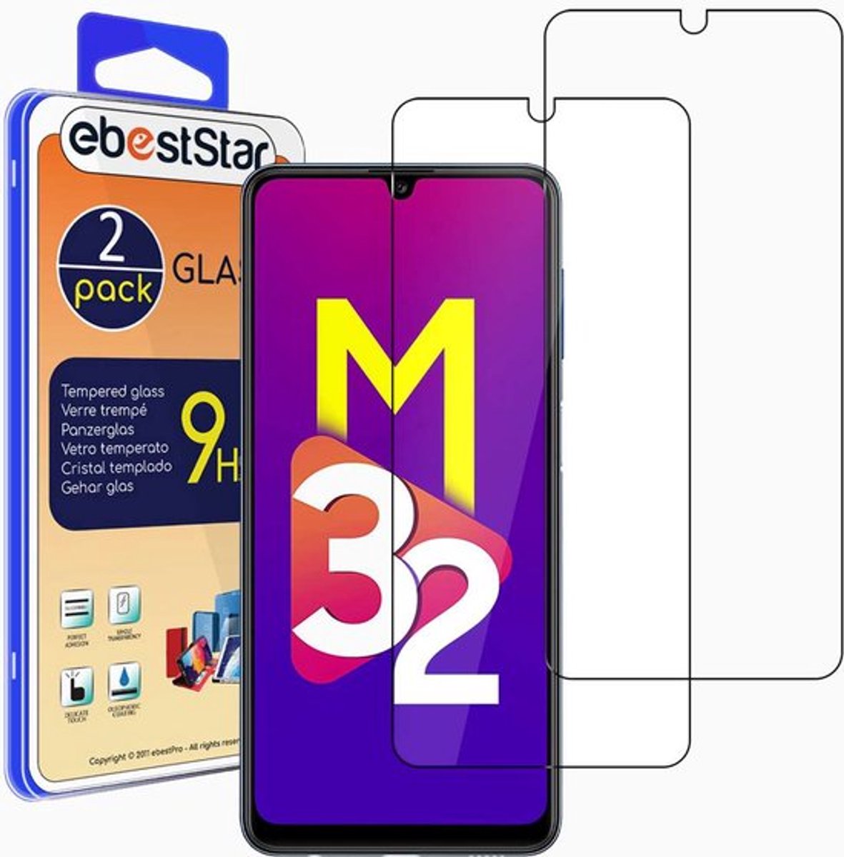 ebestStar - {2 Stuks} Gehard glas geschikt voor Samsung Galaxy M32, Screen Protector Cover, Schermbeschermer Tempered Glass
