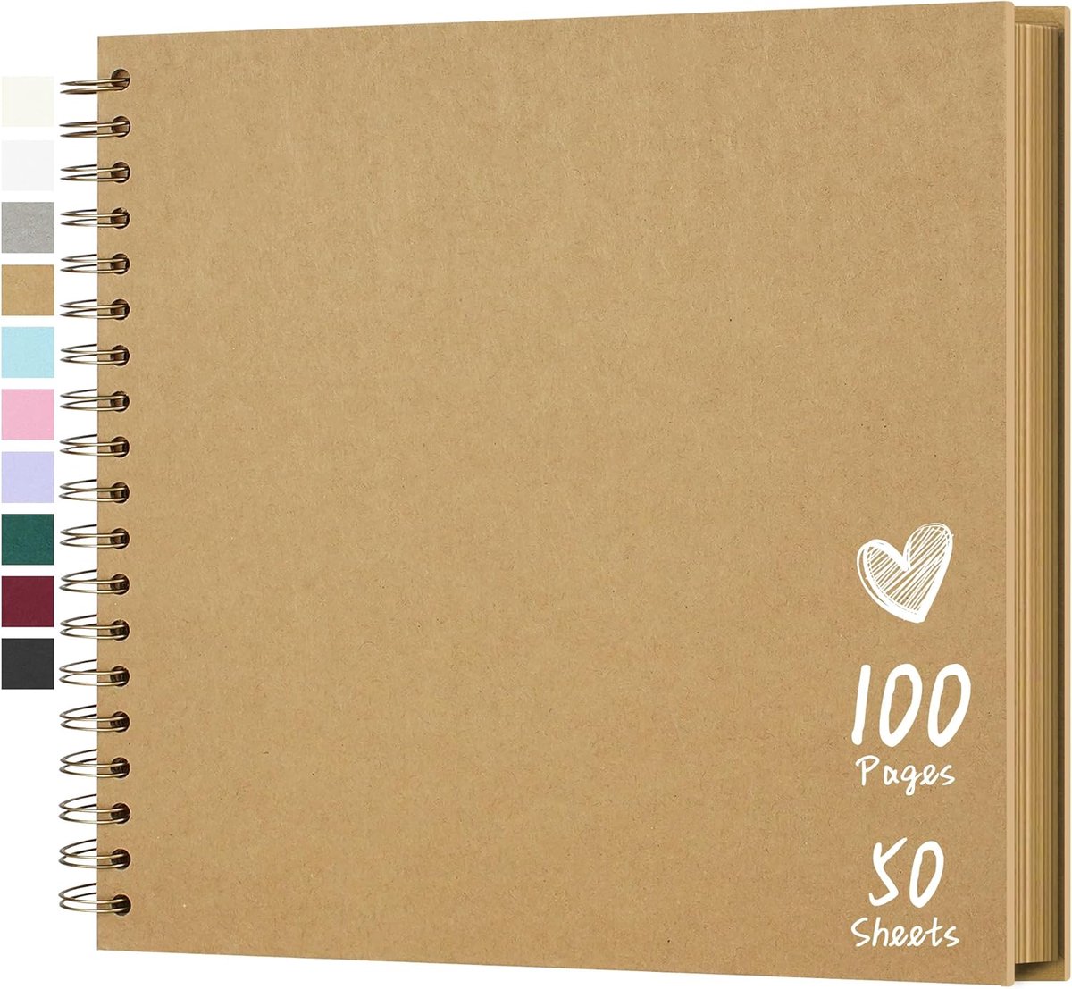 SnelShoppen - Scrapbooking Album 25.5 x 25.5 cm Kraft Papier Hard Cover Foto Album - 50 Bladen Geheugen Album voor Familie, Bruiloft, DIY Creativiteit