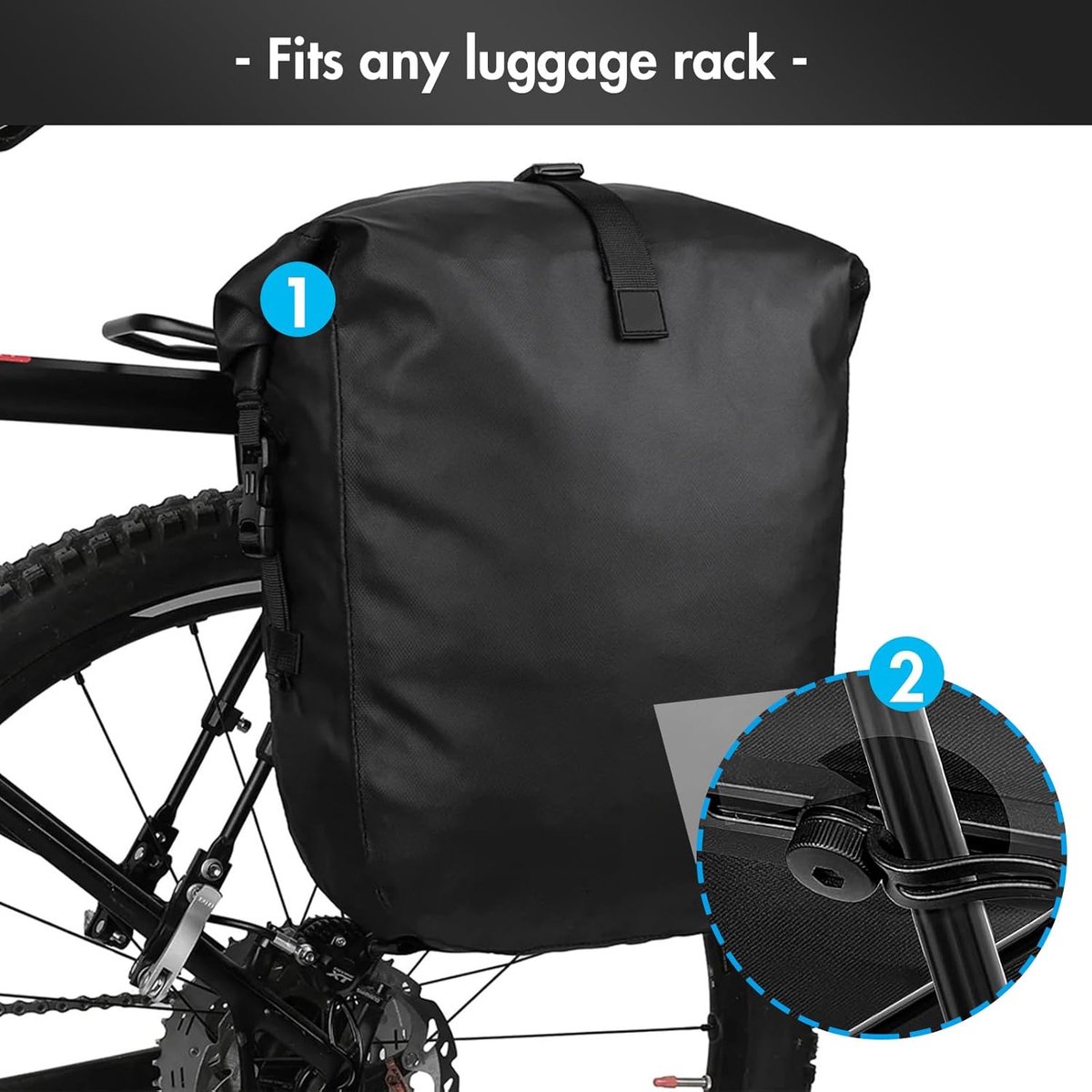 Zwarte fietsbagage-gesp voor tashouder, verstelbaar bevestigingsgereedschap - praktische accessoires