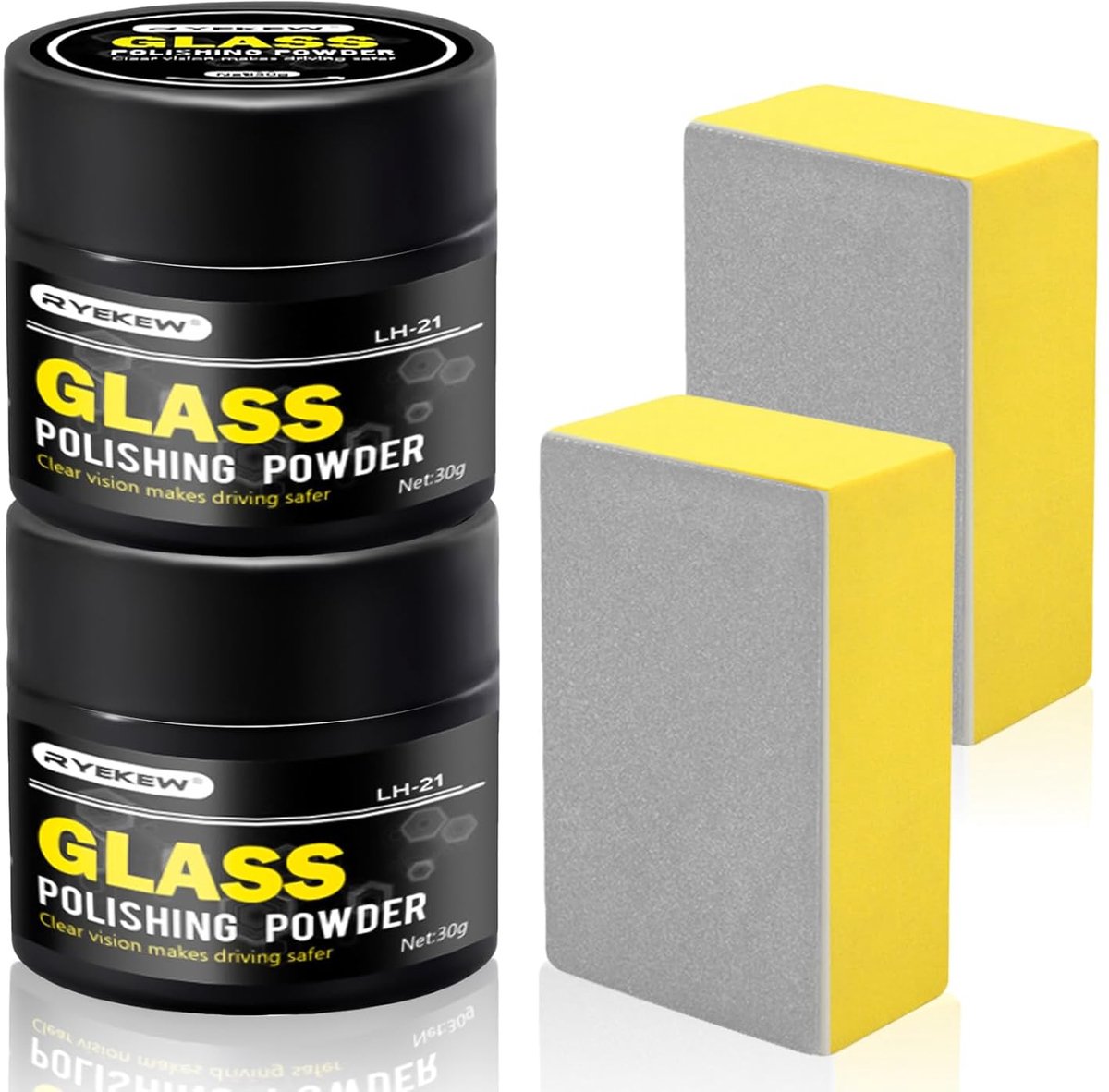 SnelShoppen - Polijstmiddel Glas, 2x30g Polijstpoeder voor Auto, Krassen Verwijderen, Hoogglans, Glashelder, Voor Ramen en Achterruit, Auto Onderhoud