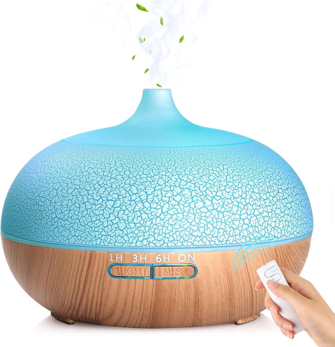 SnelShoppen - Aroma Diffuser voor Geuroliën, 550 ml, Ultrasone Luchtbevochtiger, Essentiële Olie Diffuser, Aromatherapie, LED Licht met 7 Kleuren, Sla