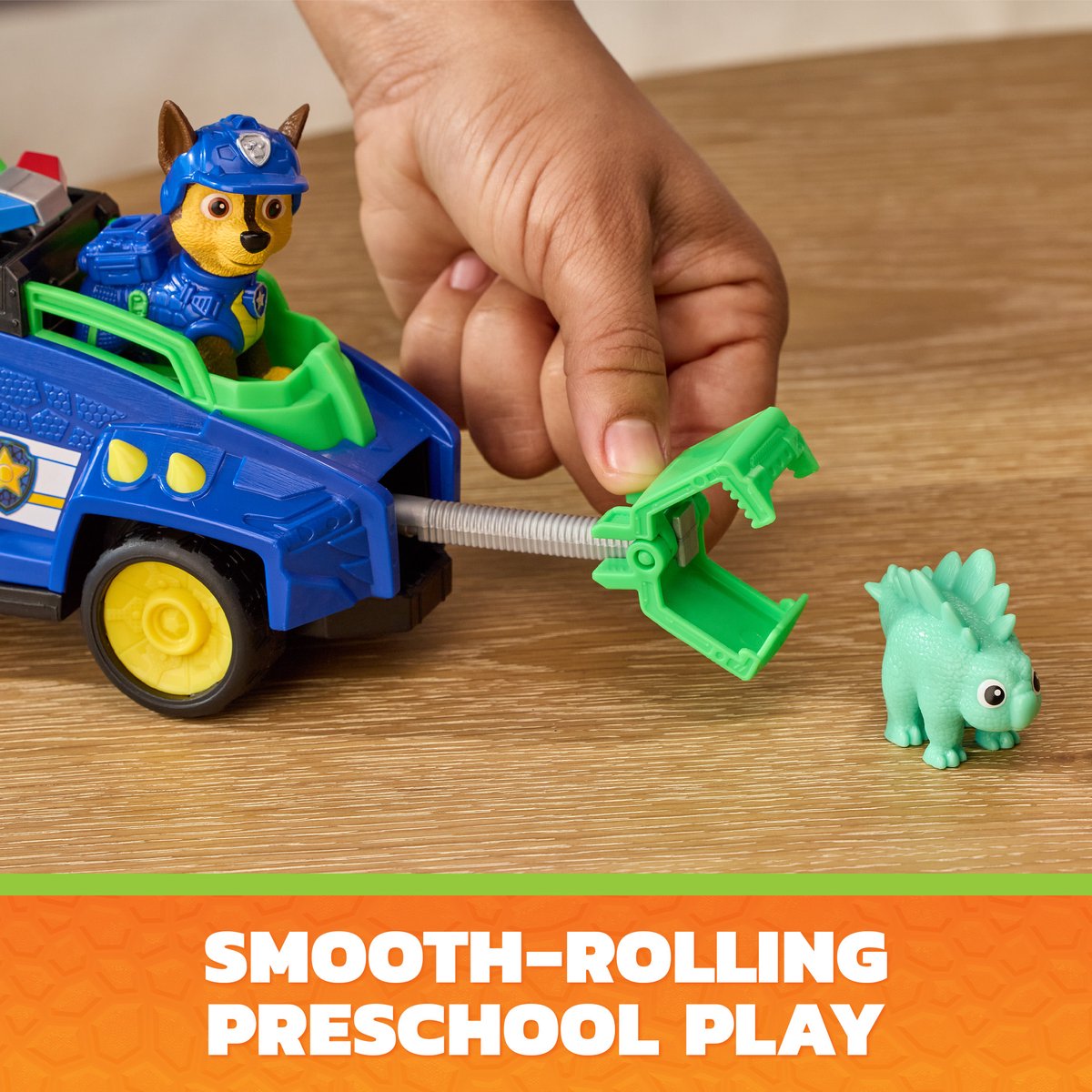 PAW Patrol- De Dino Film - Chase's Dino Rescue Cruiser Voertuig - Met klauw met veermechanisme en 2 actiefiguren — cadeau in Spellen & Speelgoed - foto 6