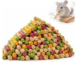 Thijox - 500 g Hooistaafjes voor Konijnen en Hamsters, Natuurlijk Kauwspeelgoed, Timothy Hooi Sticks met Bietenvlokken en Luzerne, 85 Stuks, Kleurenmi
