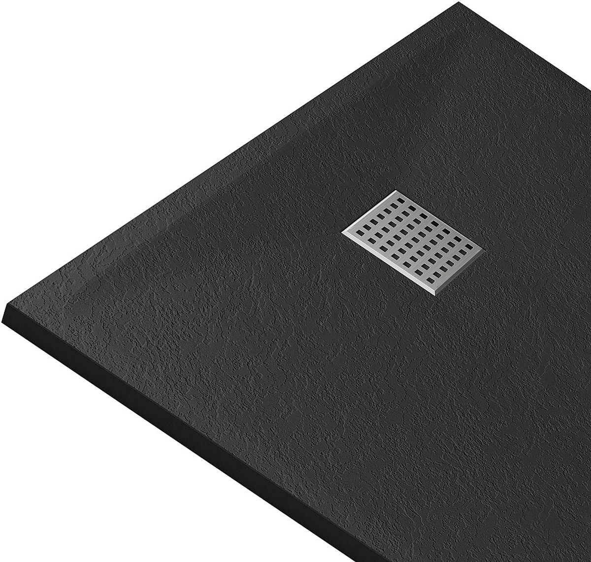 Vente-unique Opzet- of inbouwdouchebak in hars – Met sifon – Zwart – 120 x 90 cm - Snijdbaar - MIRNOSA