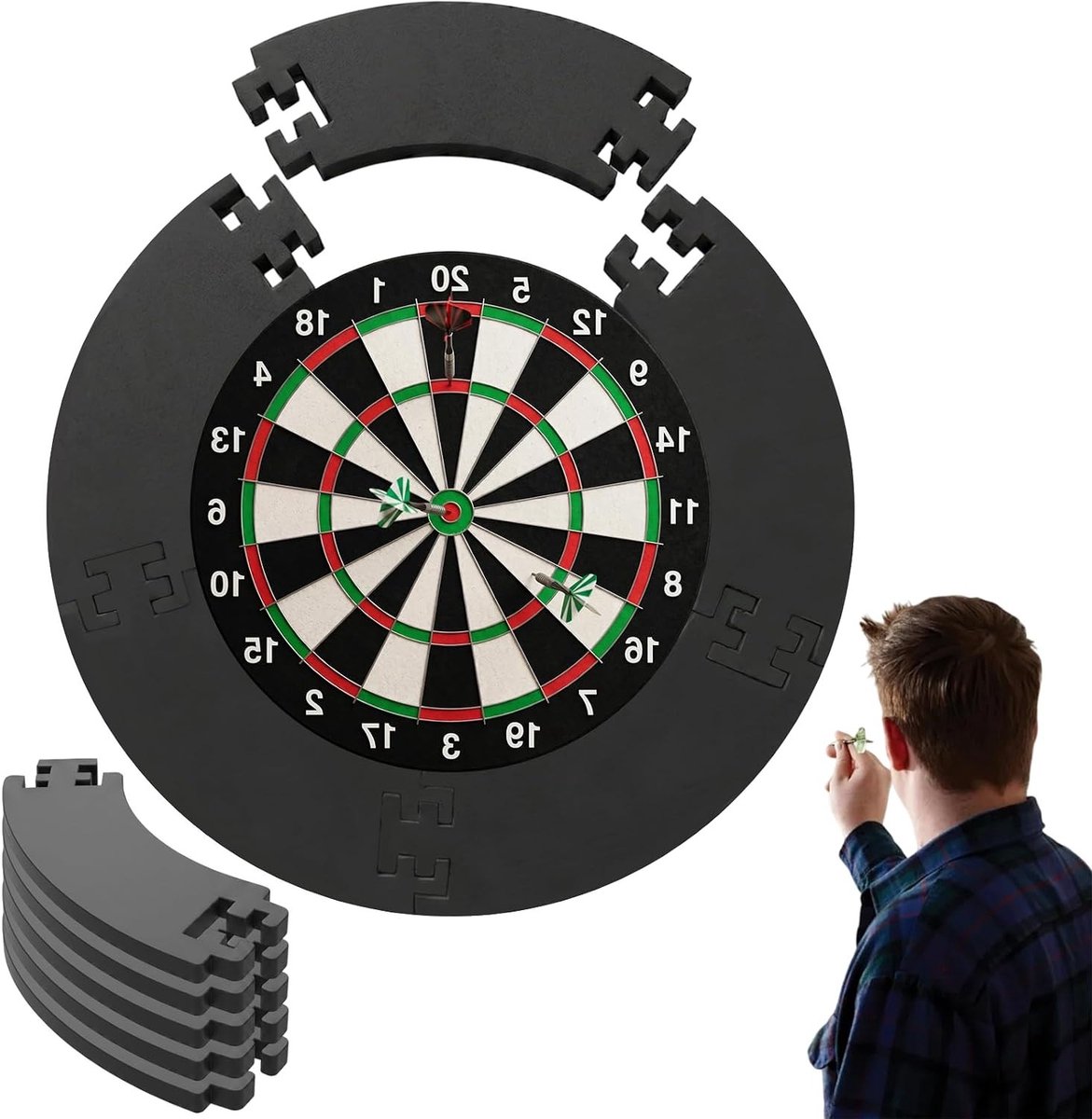 Geluiddempende Beschermring voor Dartborden - Zwarte EVA Surround voor Beginners en Enthousiastelingen, Ideaal voor Feesten, Clubs en Bars