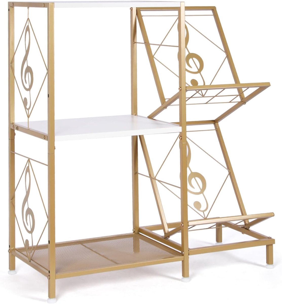 KIRA® LP Opbergsysteem - Draaitafelstandaard - Vinylhouder Met 2 Lagen En Metalen Frame - Zwart - ‎‎70cm x 30cm x 81cm